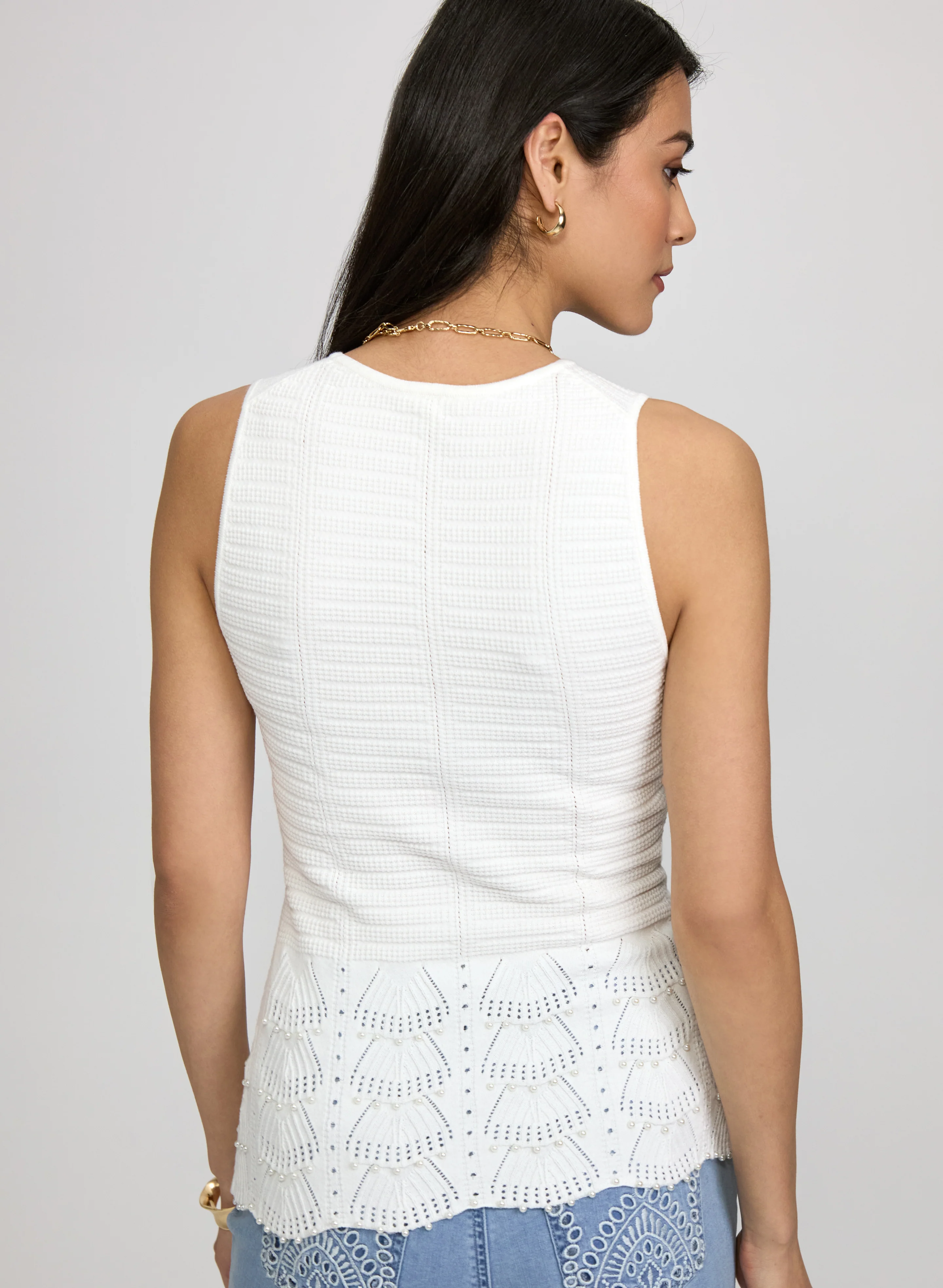 Pearl Detail Sleeveless Knit - Image 4