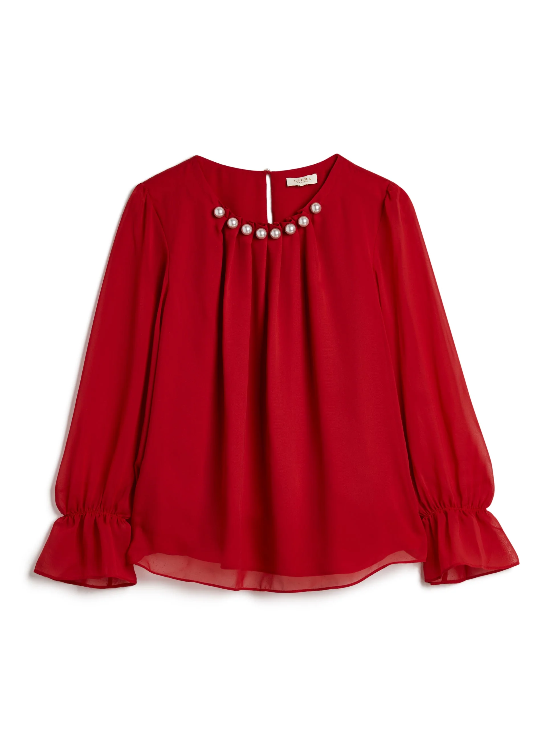 Pearl Detail Smocked Sleeve Blouse - Image 5
