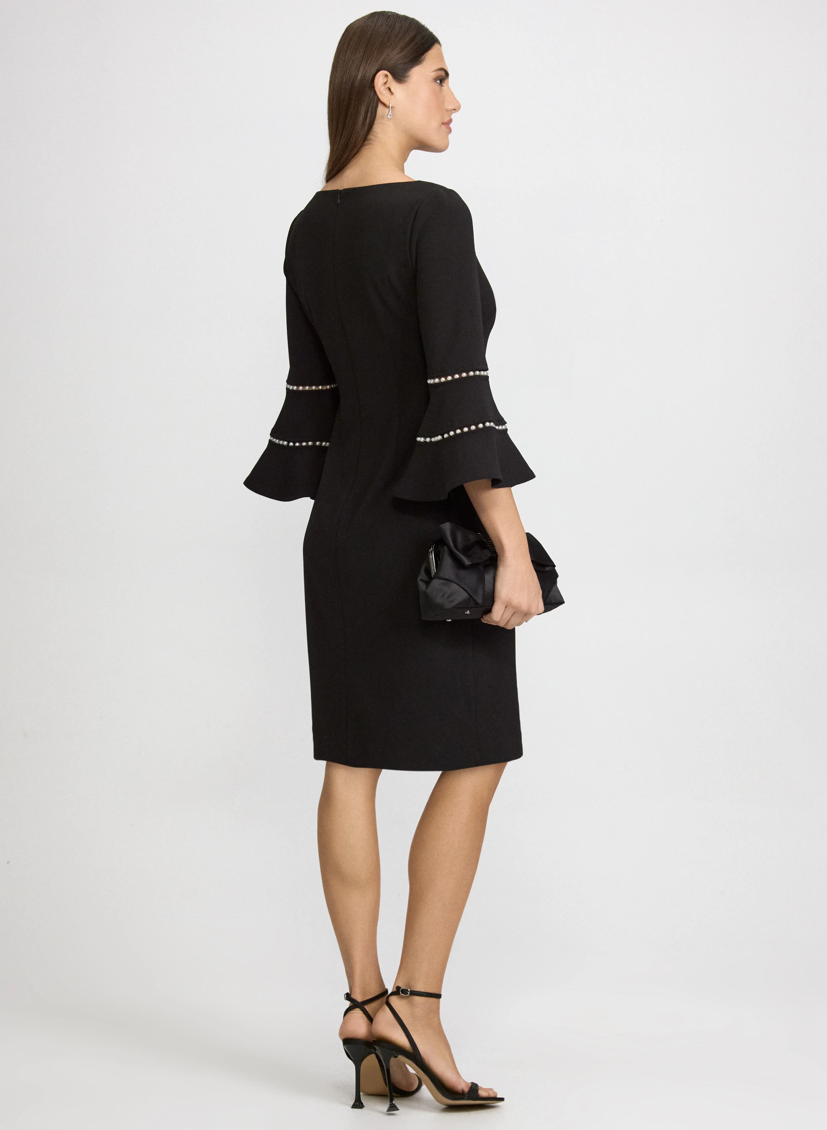 Pearl Embellished Bell Sleeve Dress - Image 3