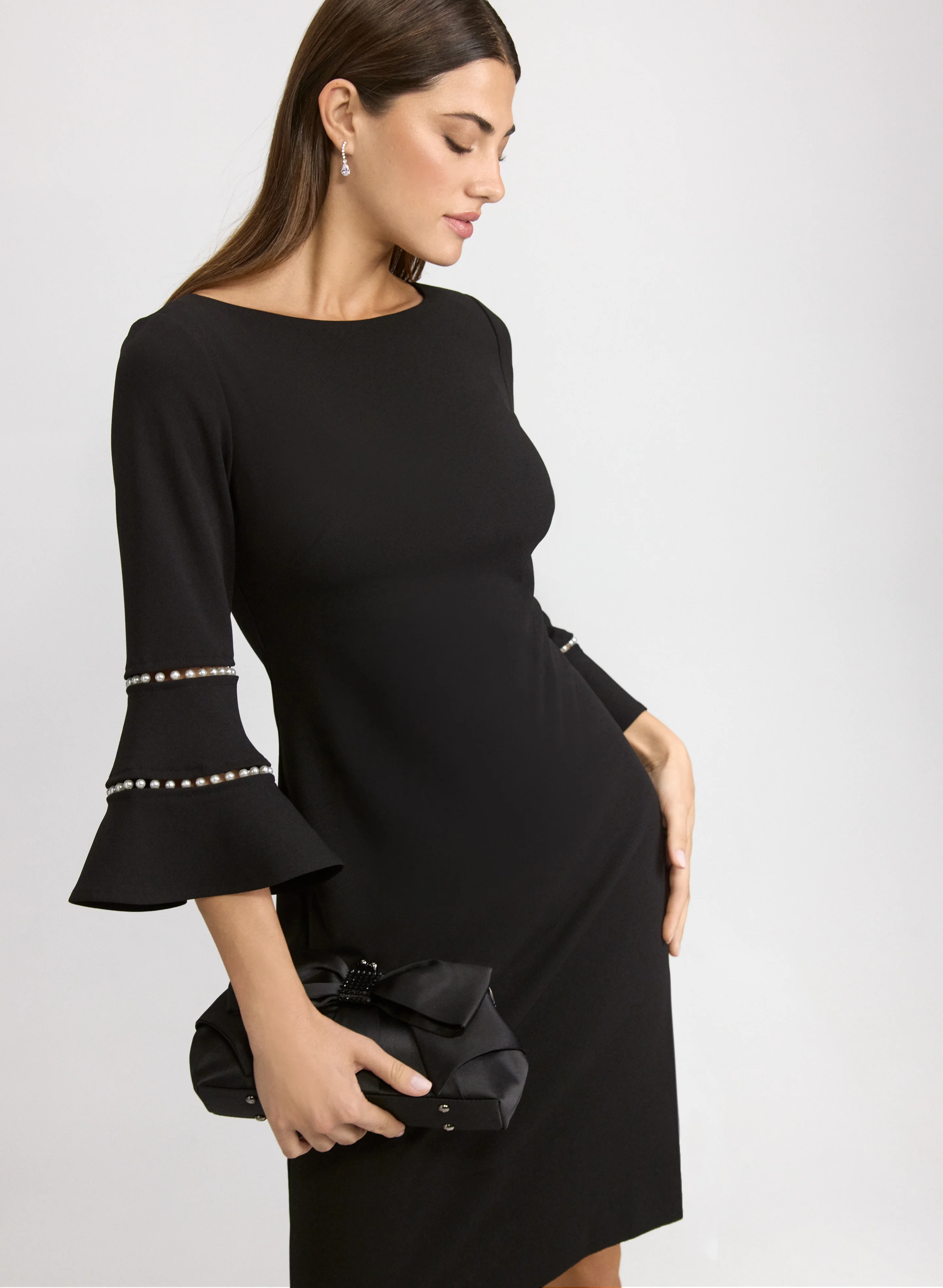 Pearl Embellished Bell Sleeve Dress - Image 4