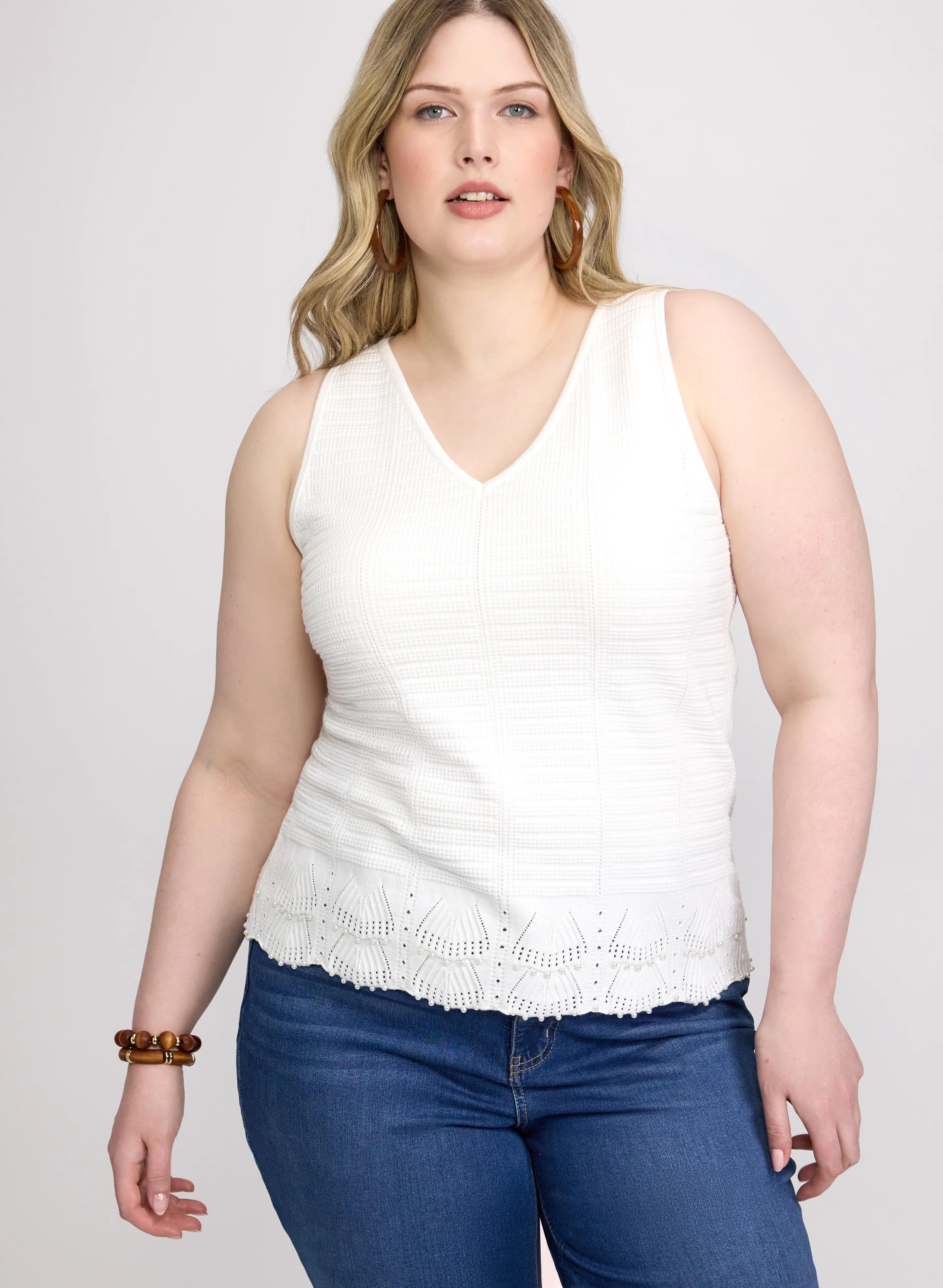 Pearl Embellished Knit Tank Top