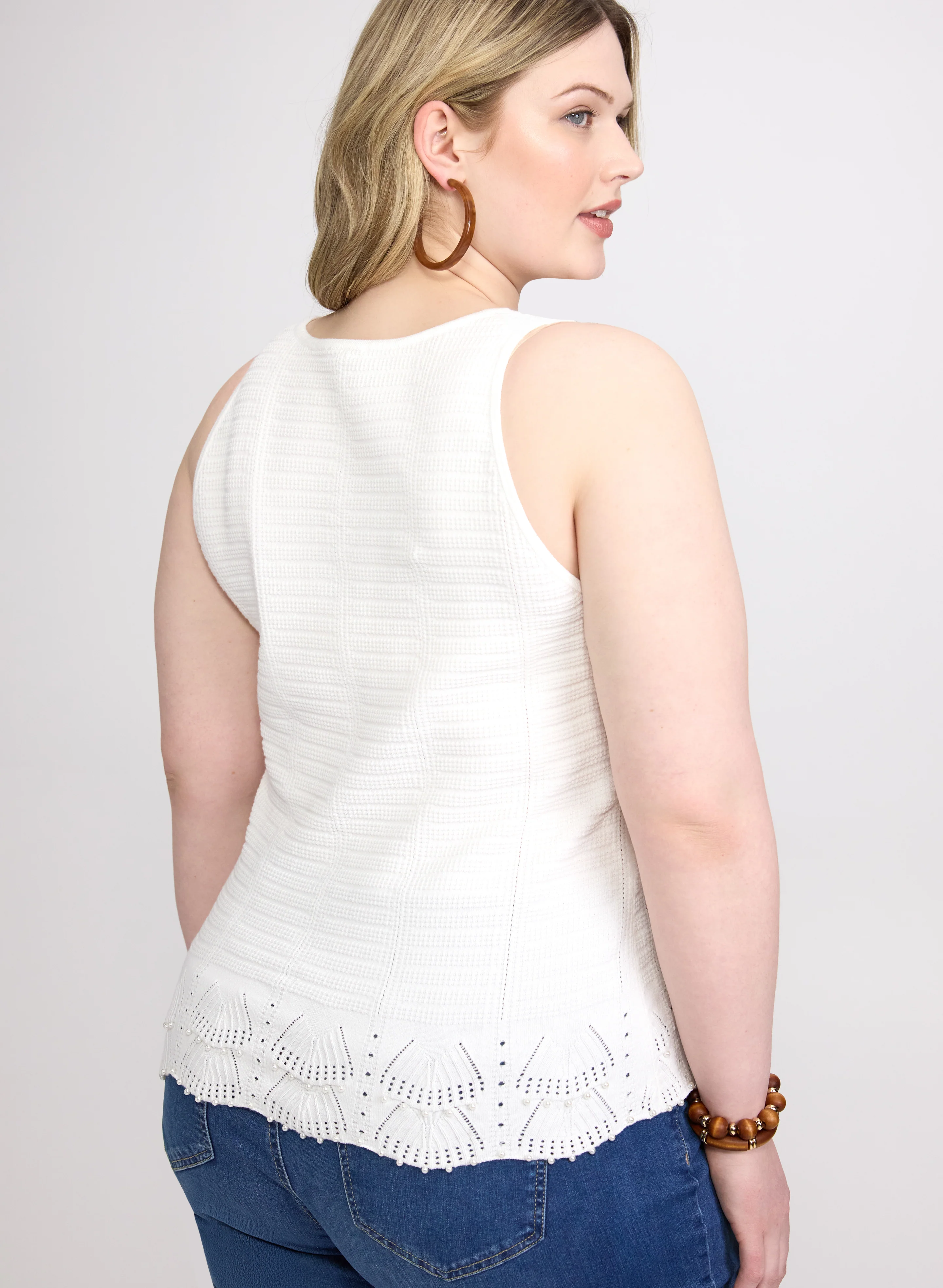 Pearl Embellished Knit Tank Top - Image 4