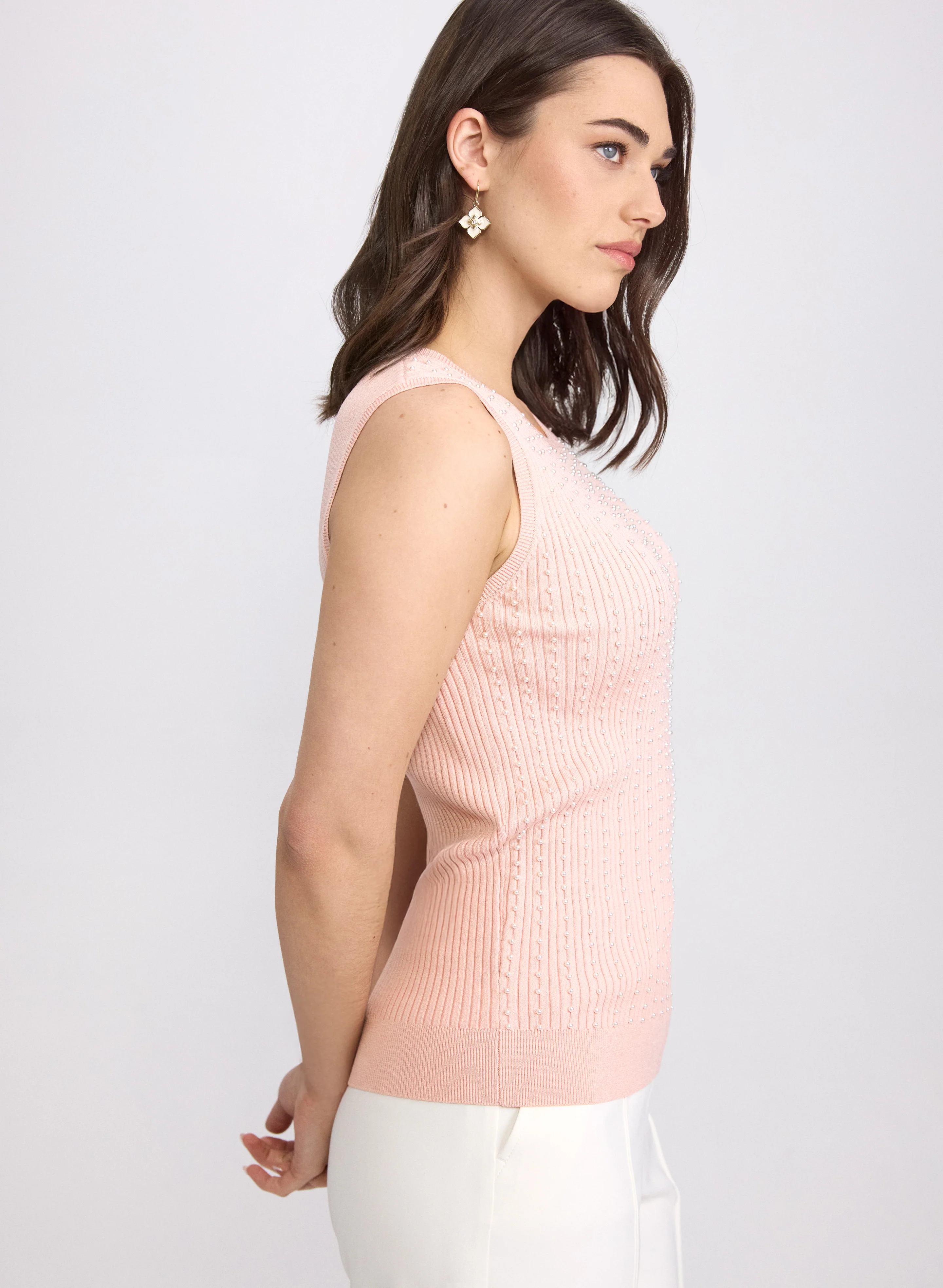 Pearl Embellished Sleeveless Knit - Image 5