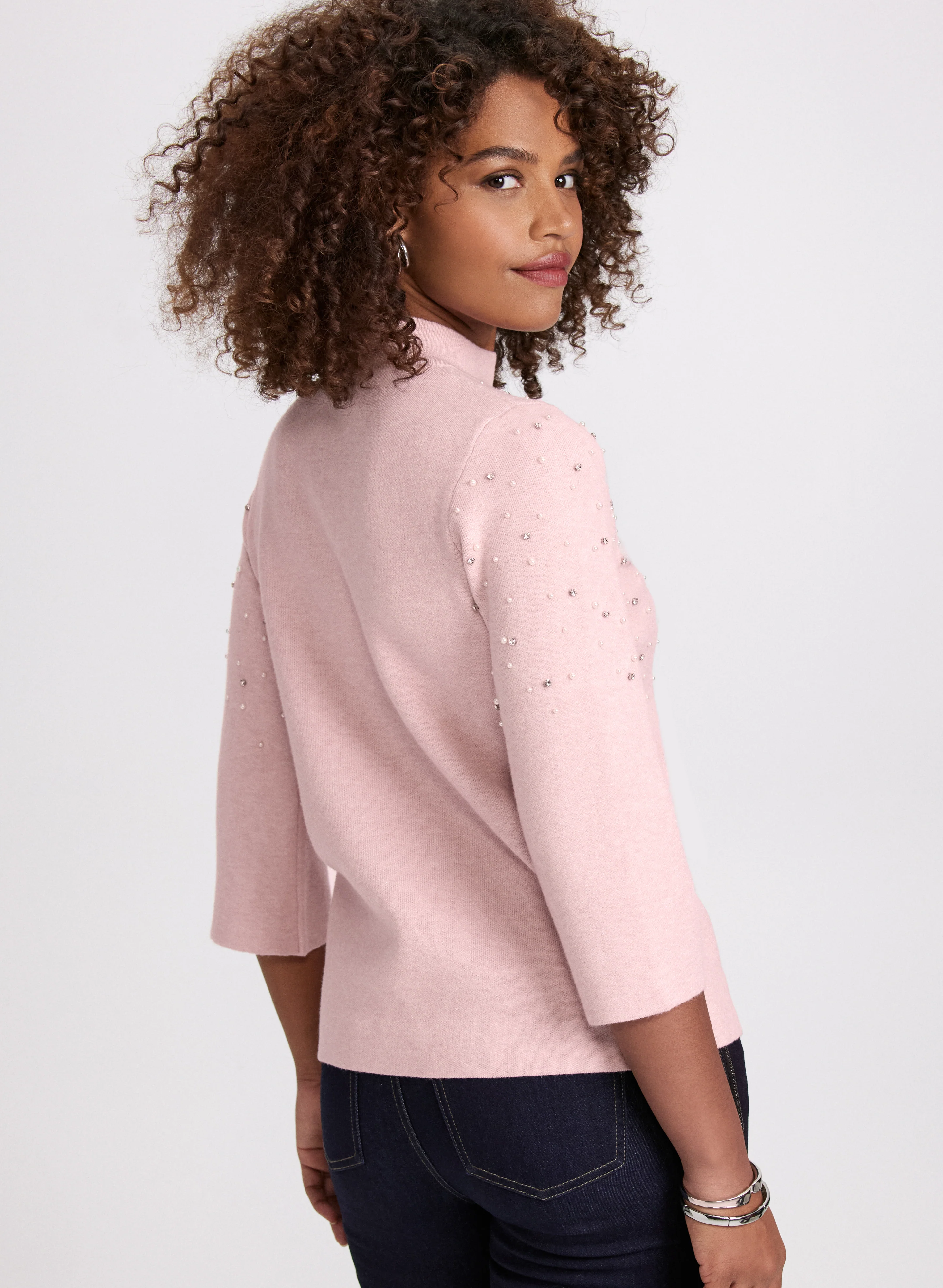 Pearl & Rhinestone Trim Sweater - Image 4