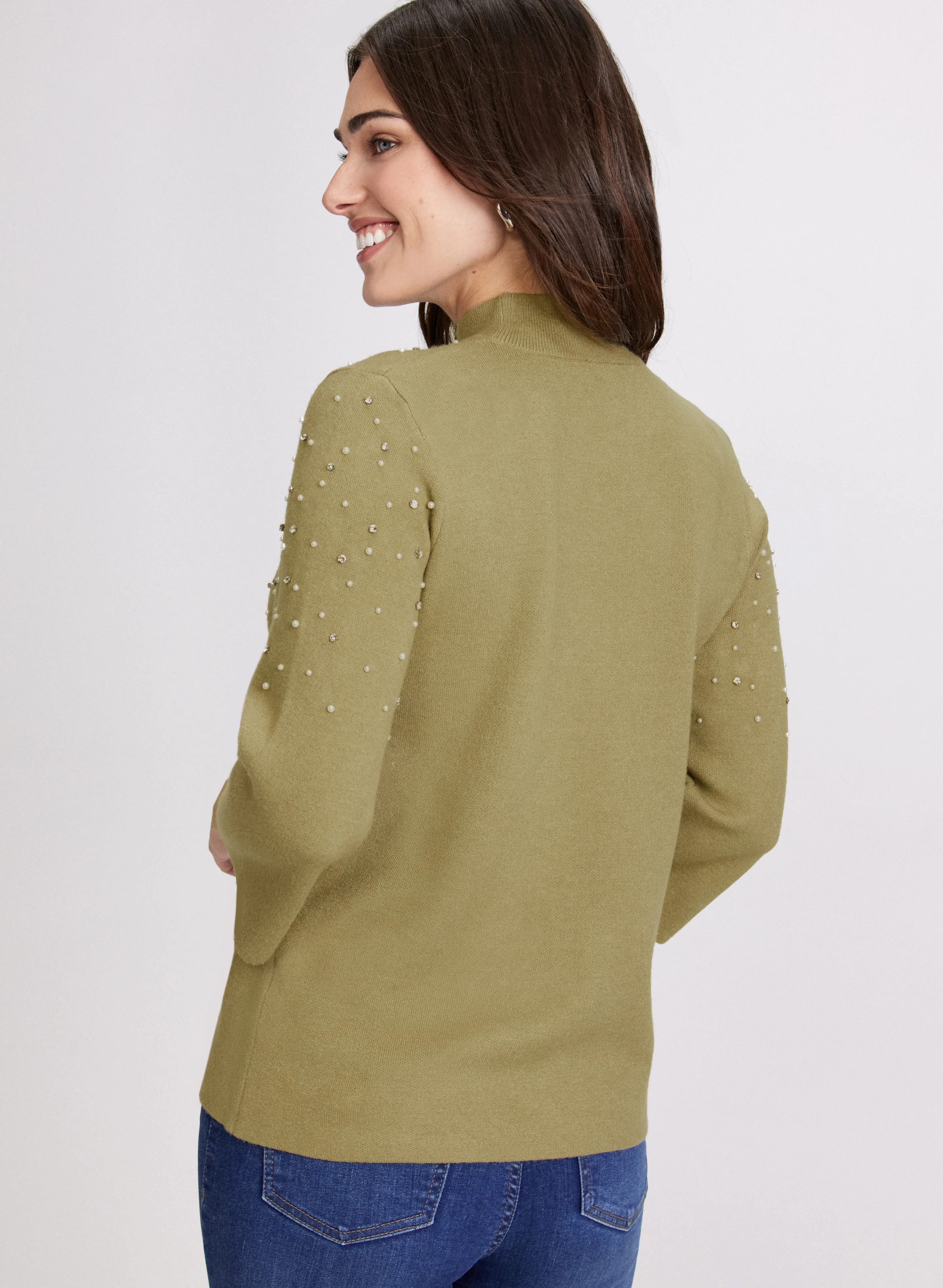 Pearl & Rhinestone Trim Sweater - Image 4