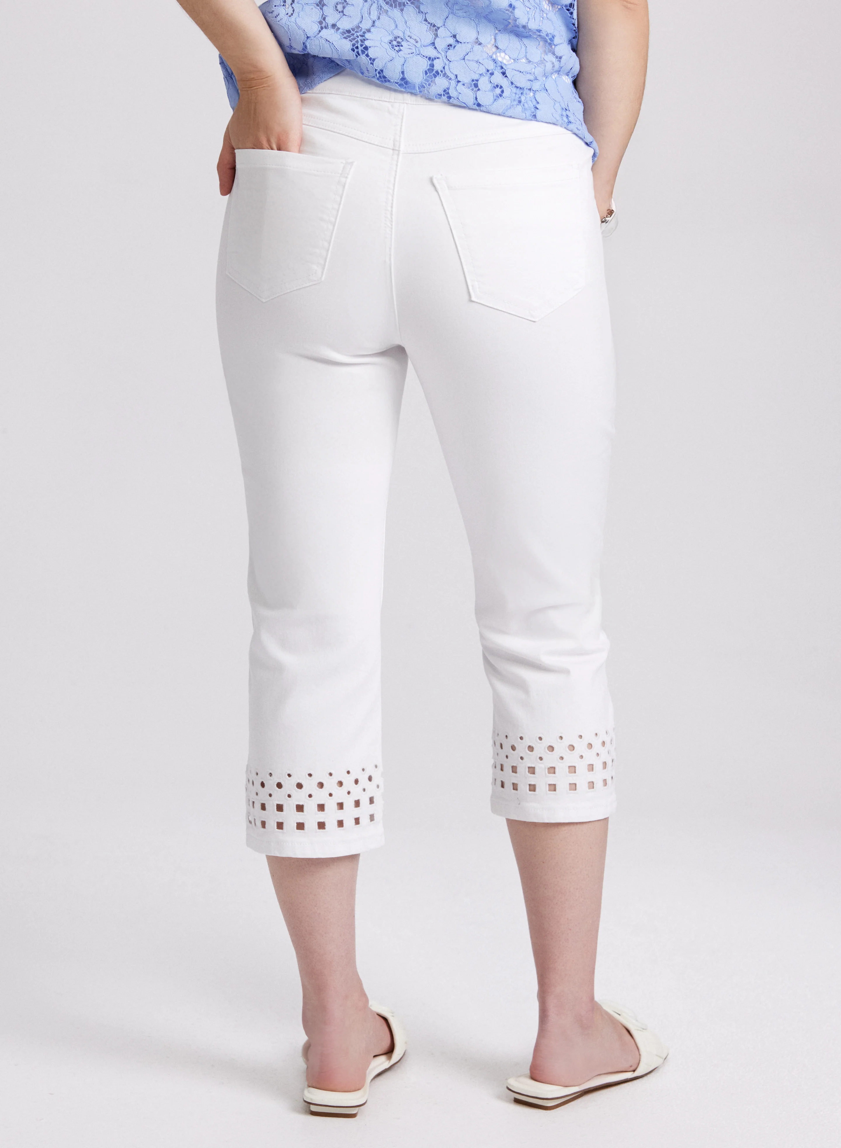 Perforated Denim Capris - Image 4