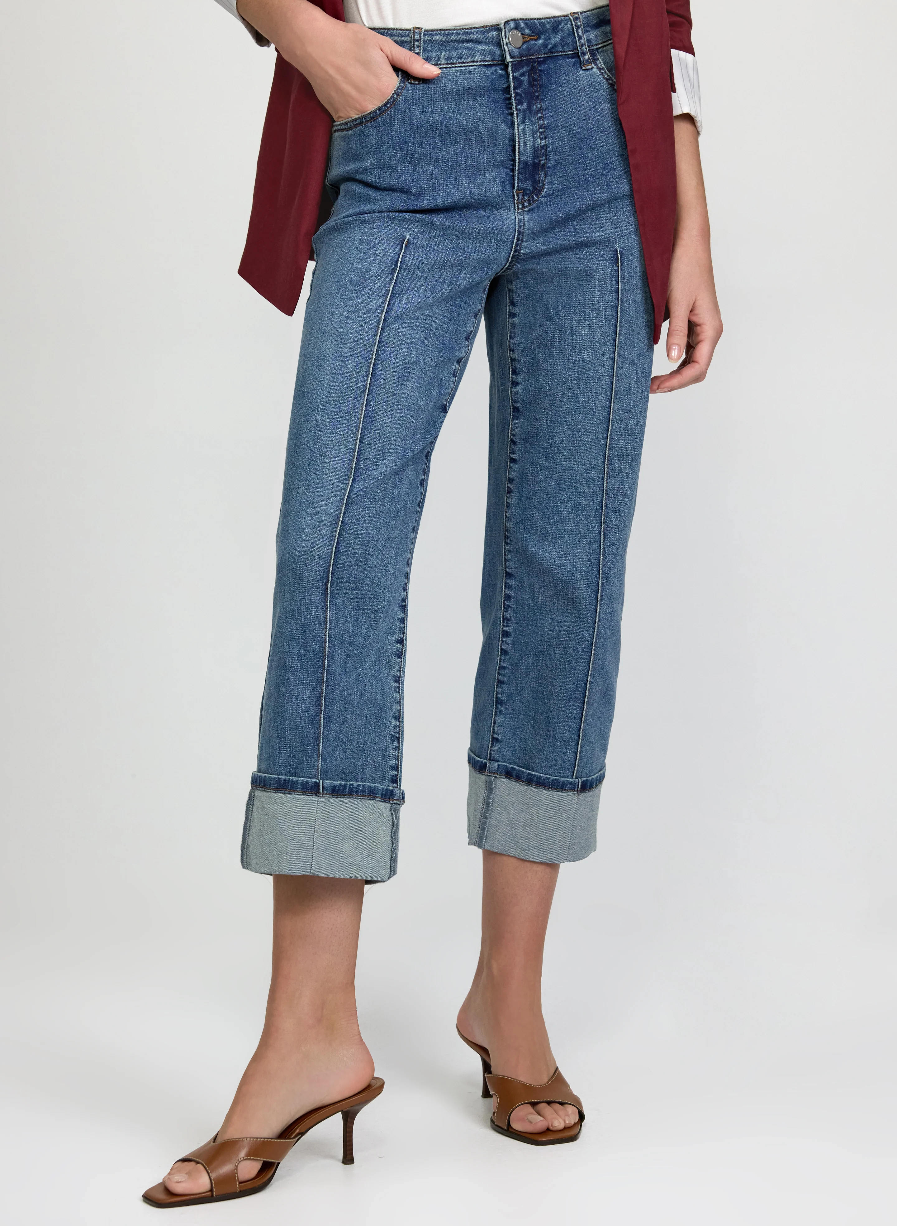 Pinched Seam Denim Capris