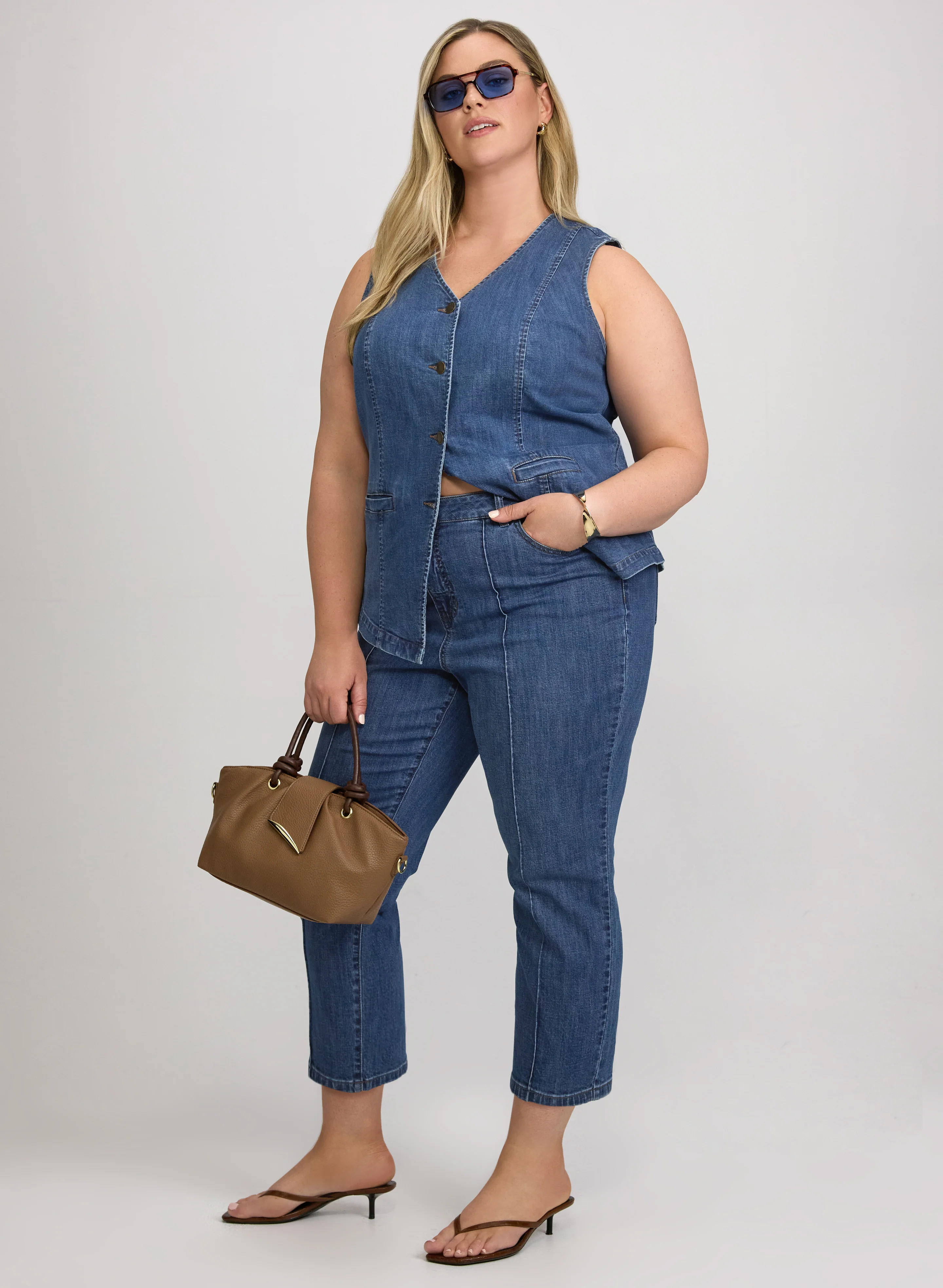 Melanie Lyne - Pinched Seam Denim Capris - Image 4