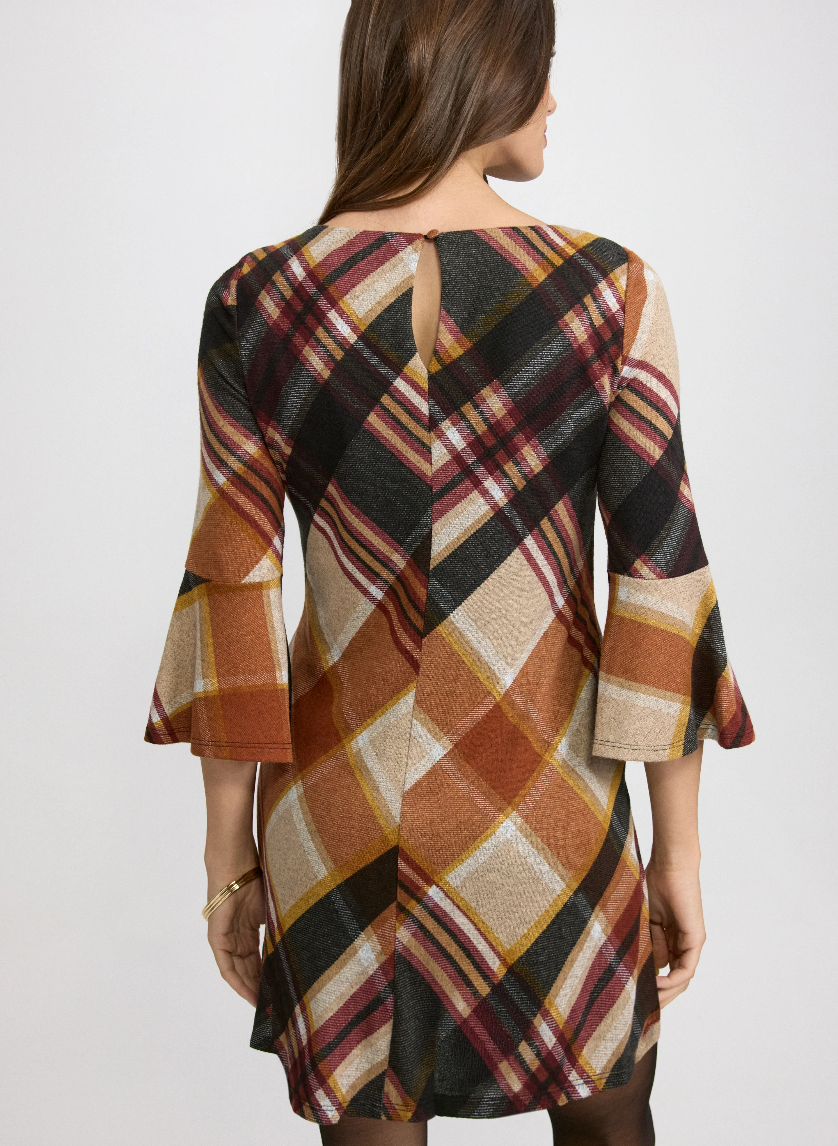 Plaid Bell Sleeve Dress - Image 4