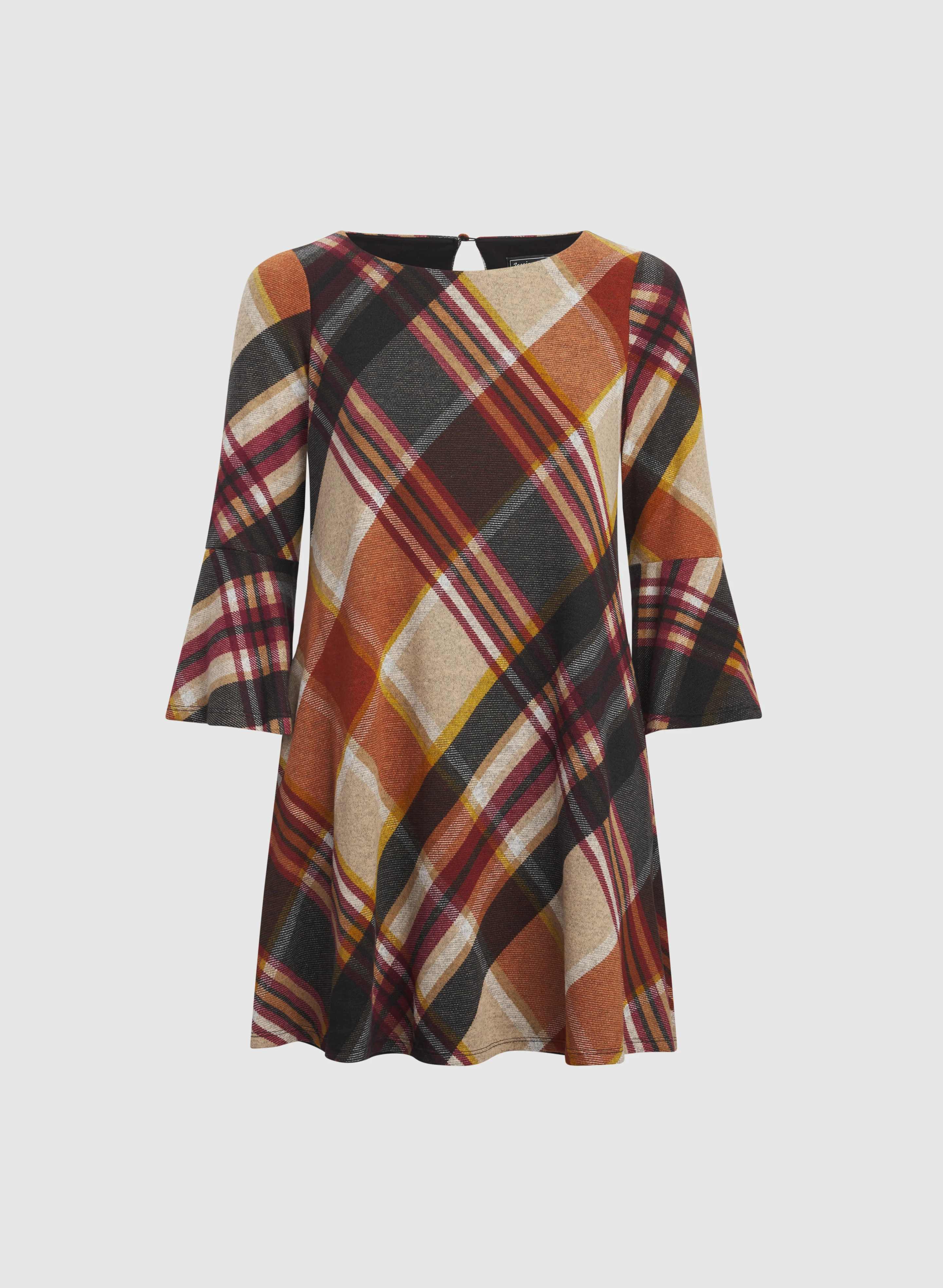 Plaid Bell Sleeve Dress - Image 6
