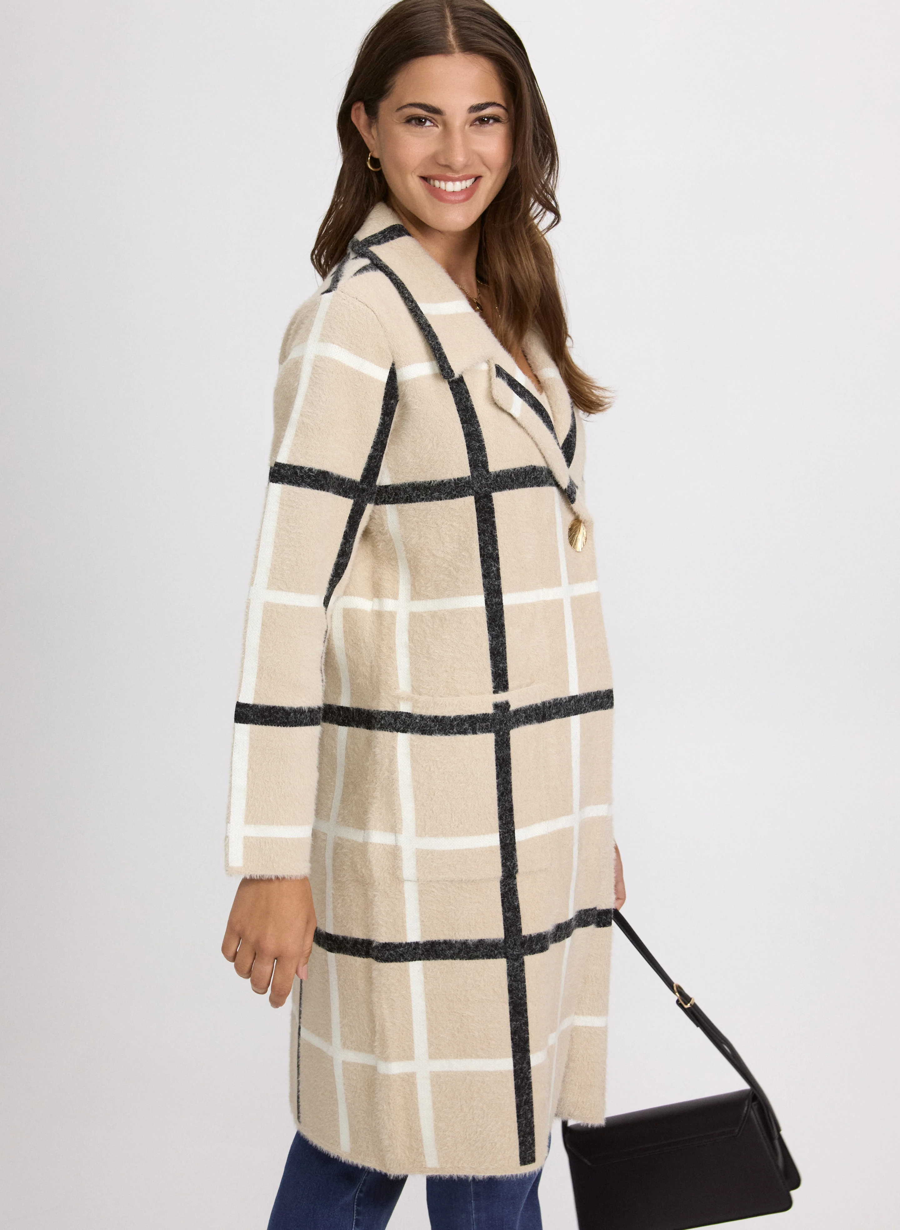 Plaid Knit Cardigan - Image 5