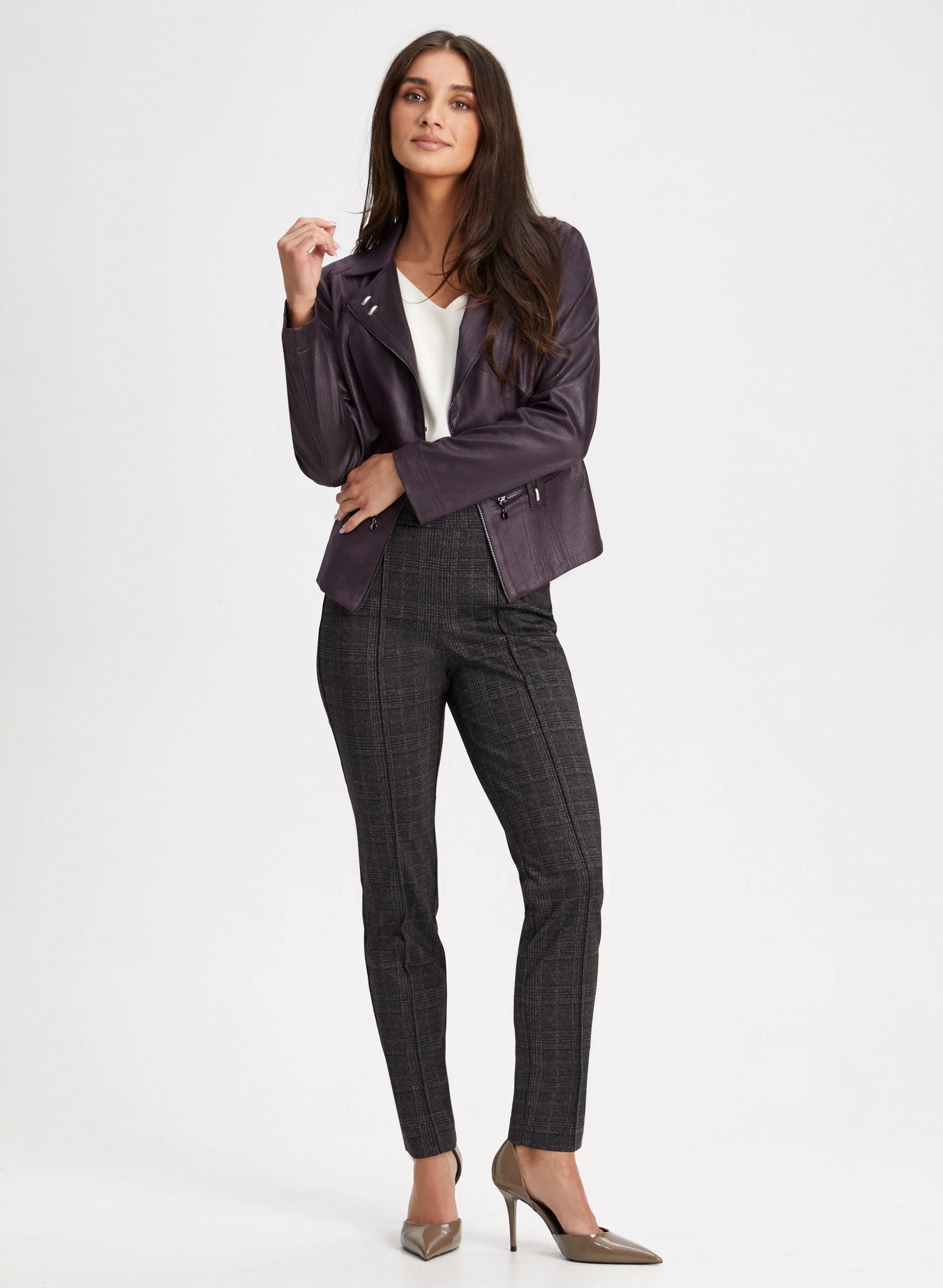 Plaid Print Pull-On Pants - Image 3