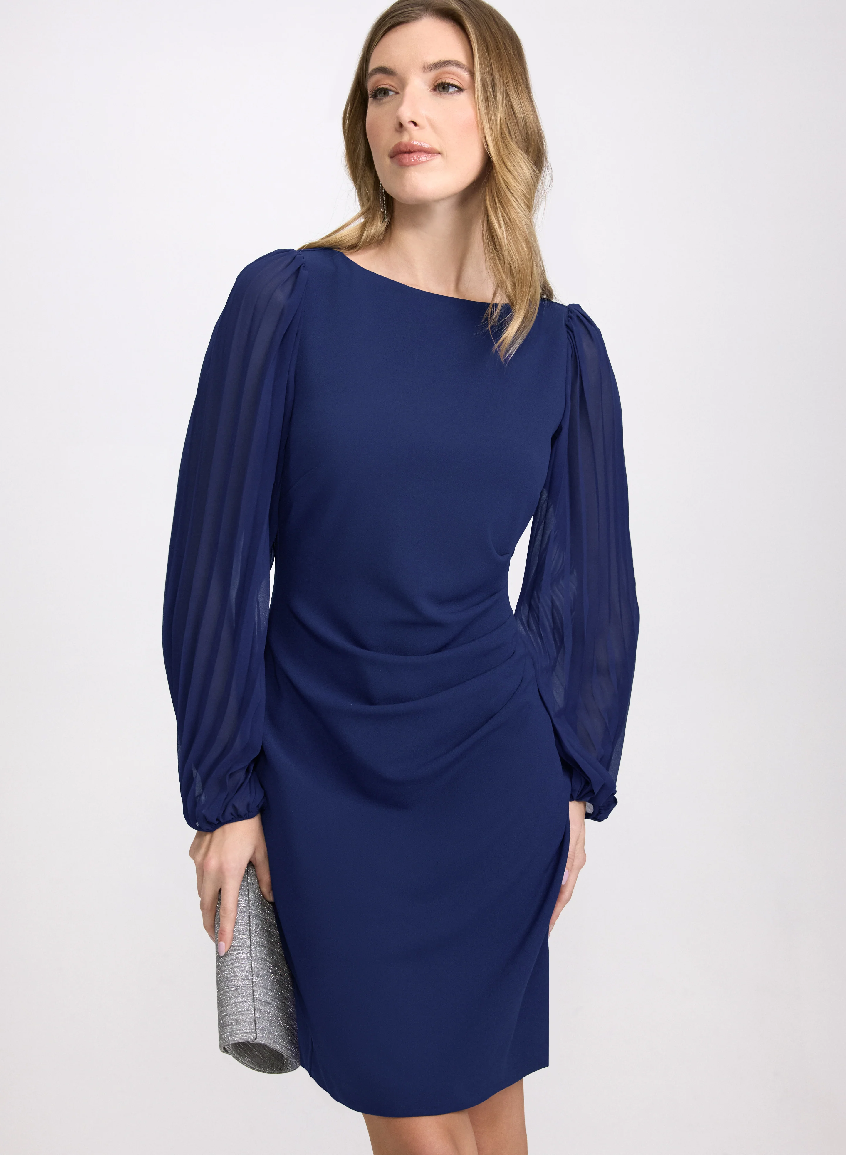 Pleated Chiffon Sleeve Dress - Image 7