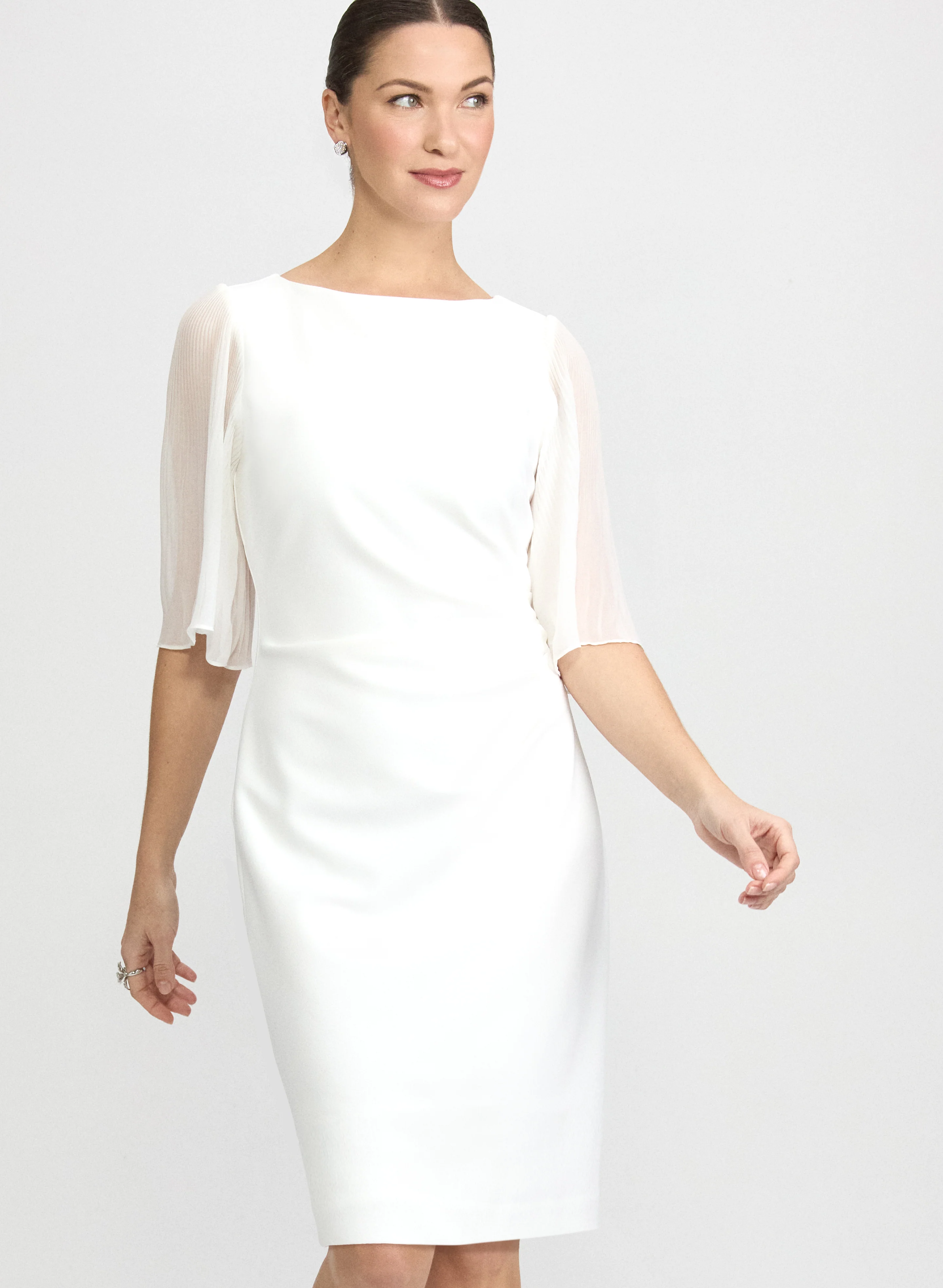 Pleated Chiffon Sleeve Dress - Image 7