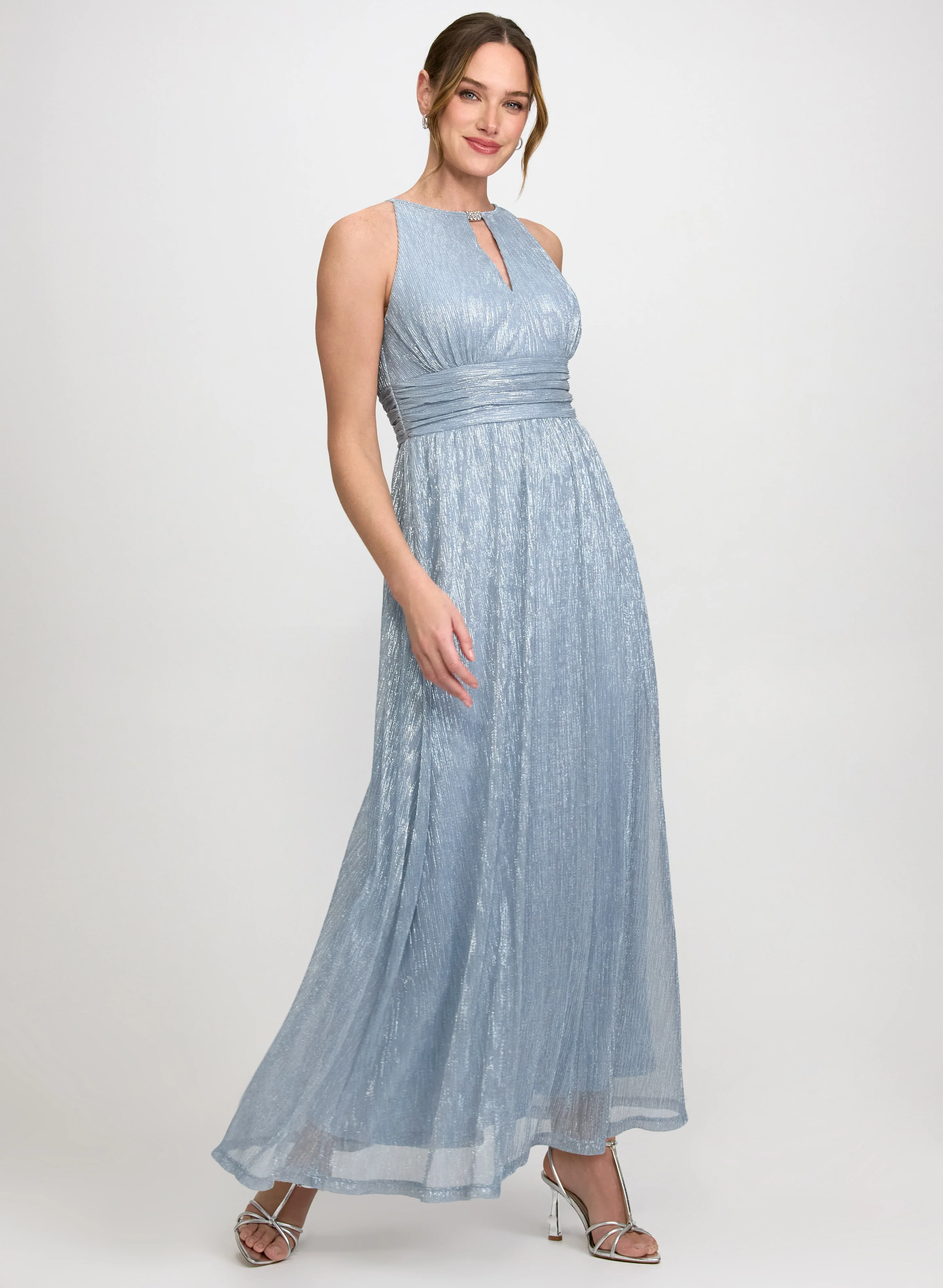Pleated Metallic Dress