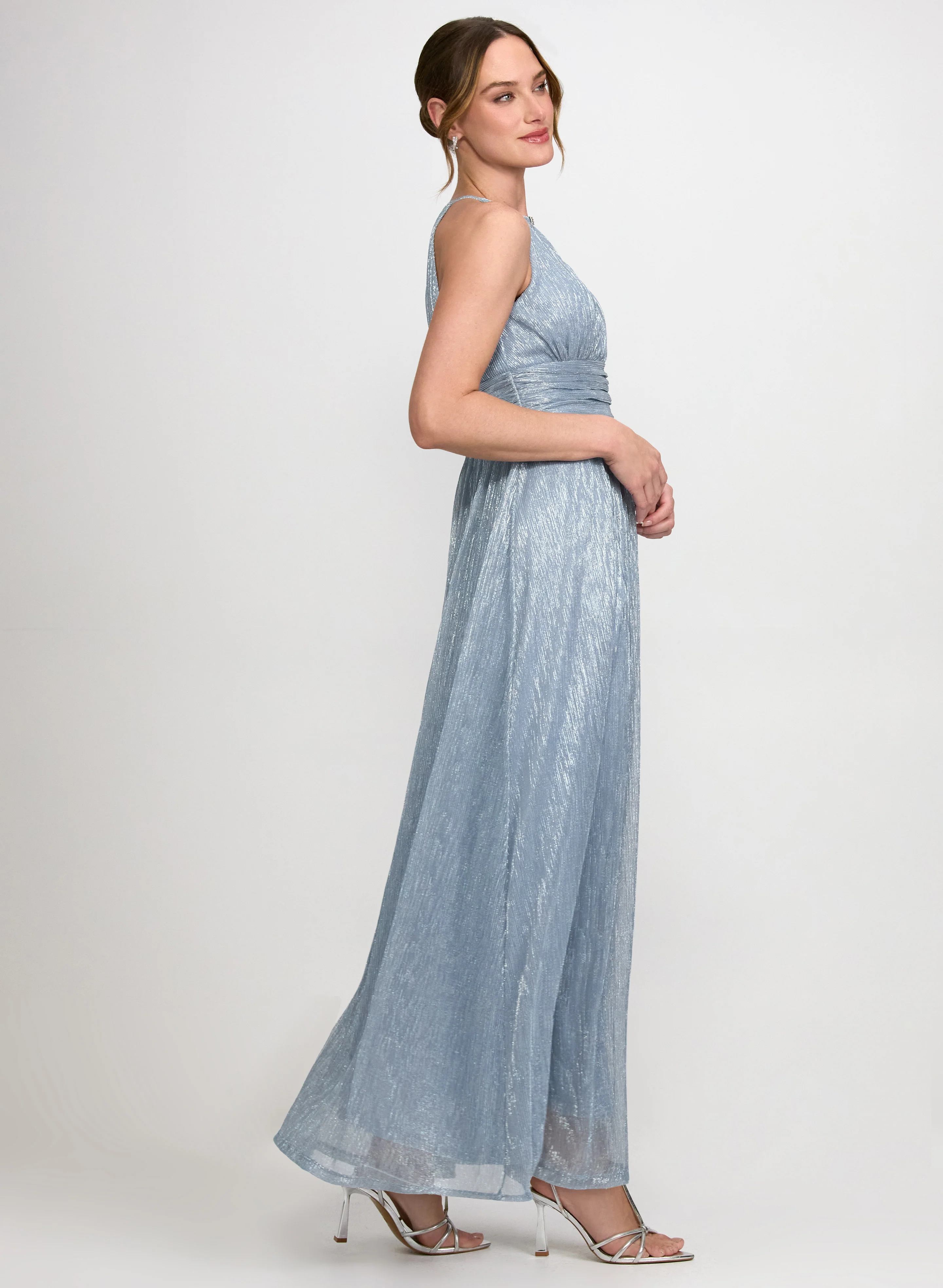 Pleated Metallic Dress - Image 3