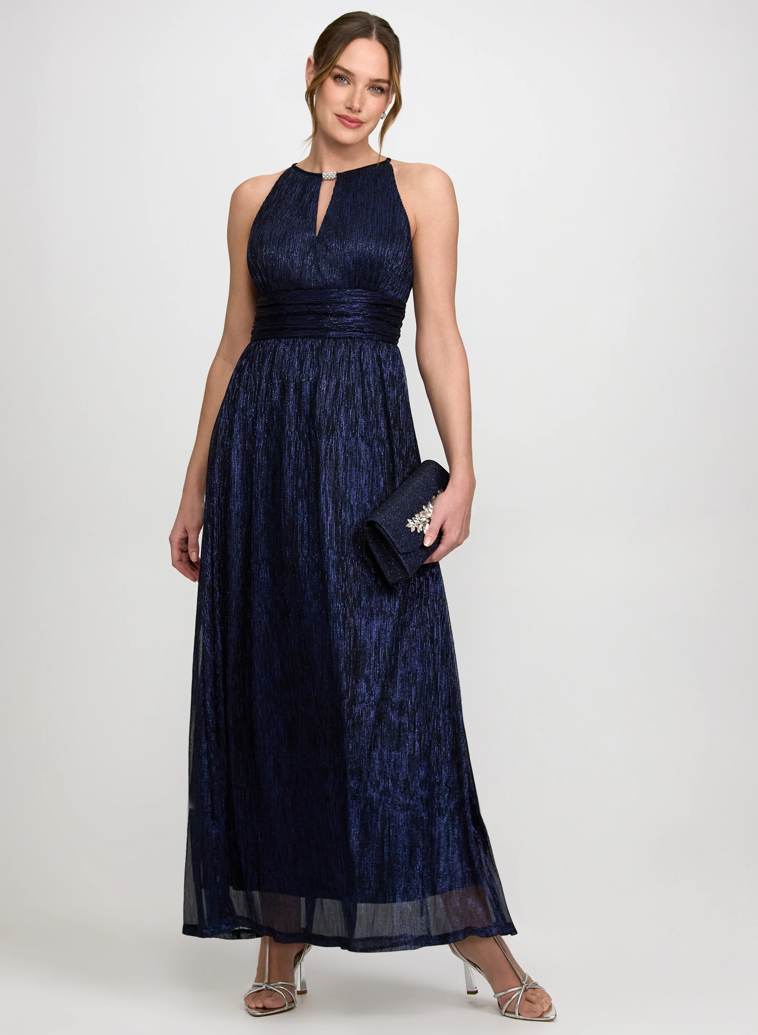 Pleated Metallic Dress