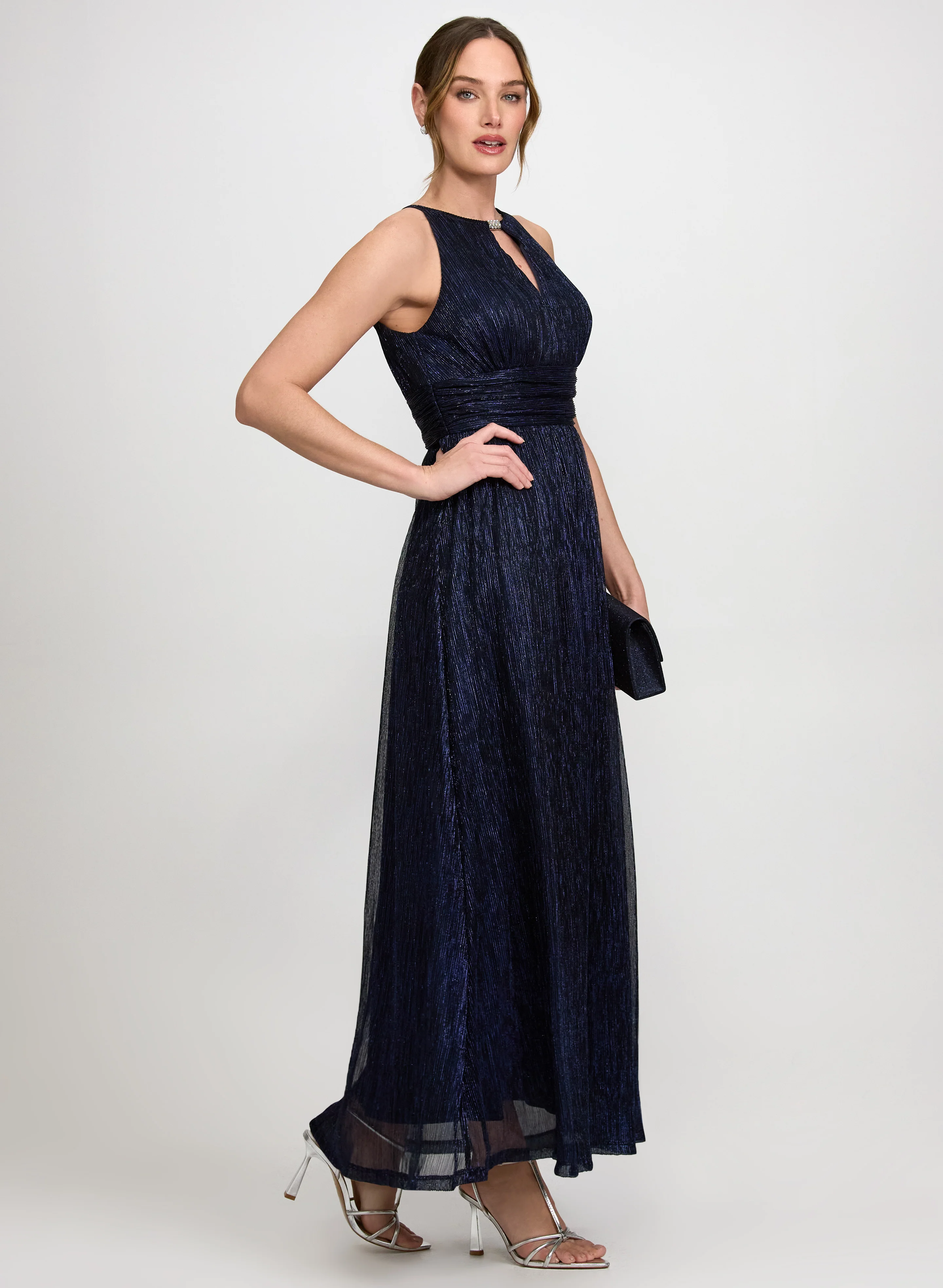 Pleated Metallic Dress - Image 2