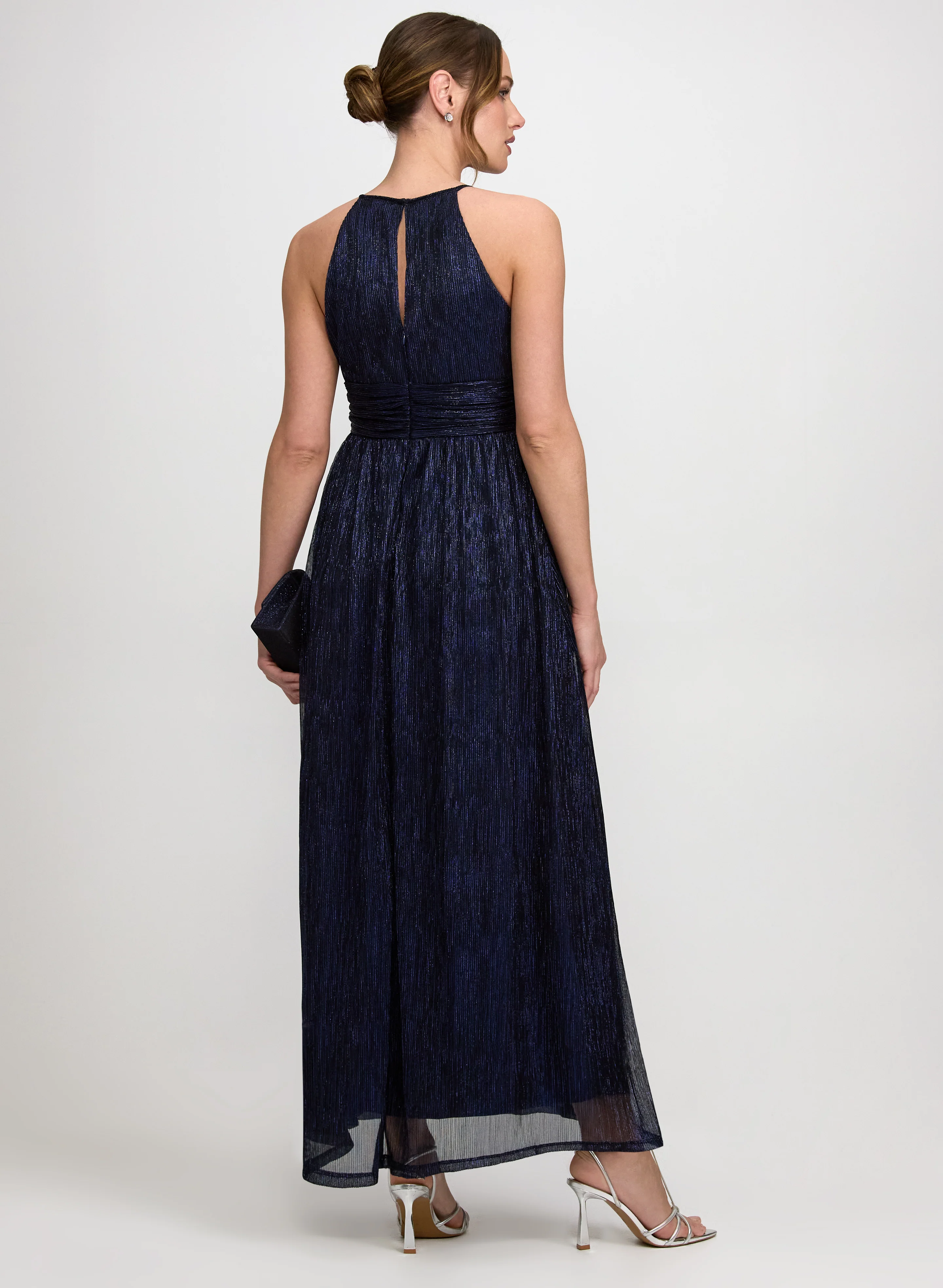 Pleated Metallic Dress - Image 3