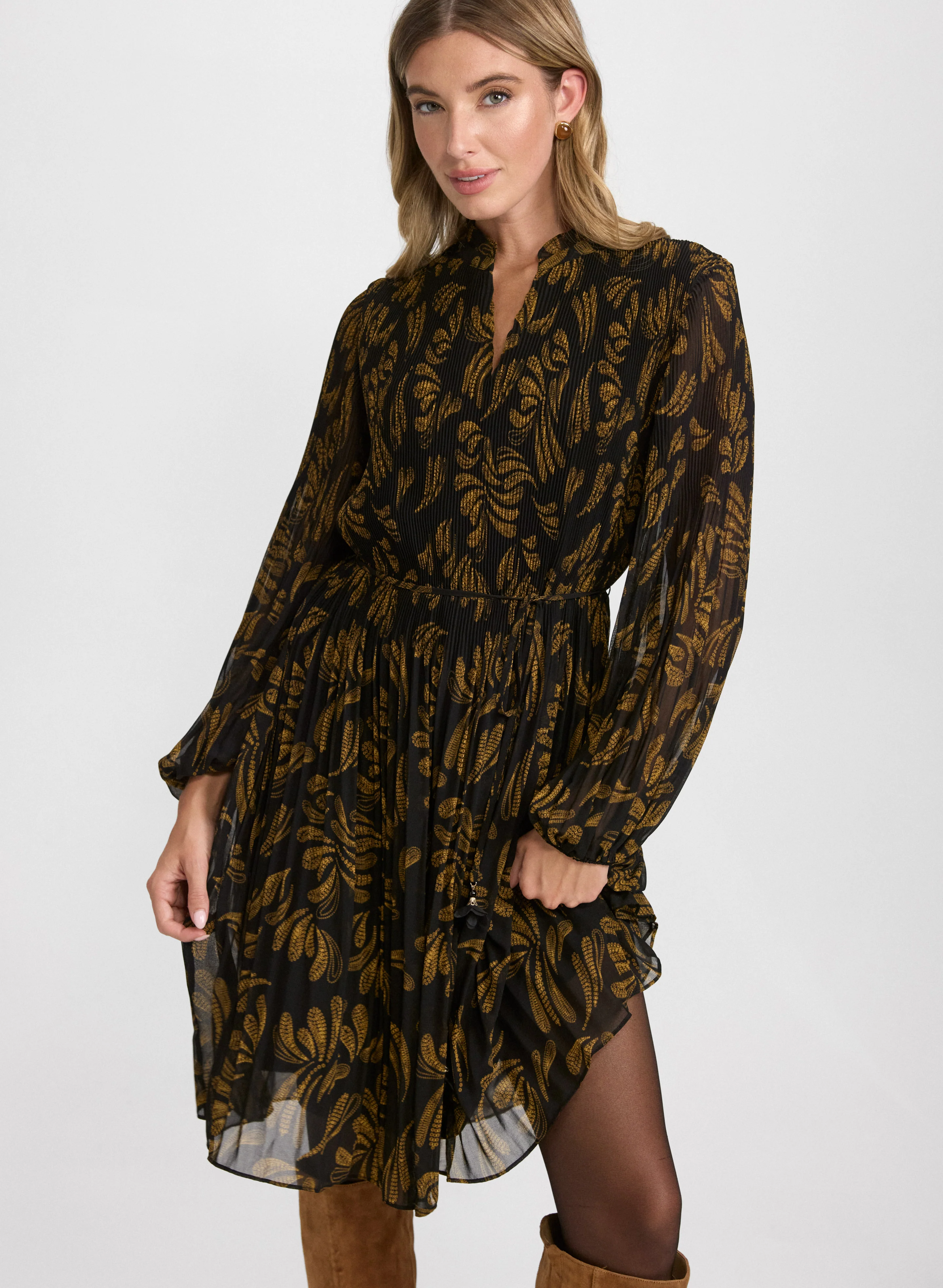 Pleated Paisley Dress - Image 11