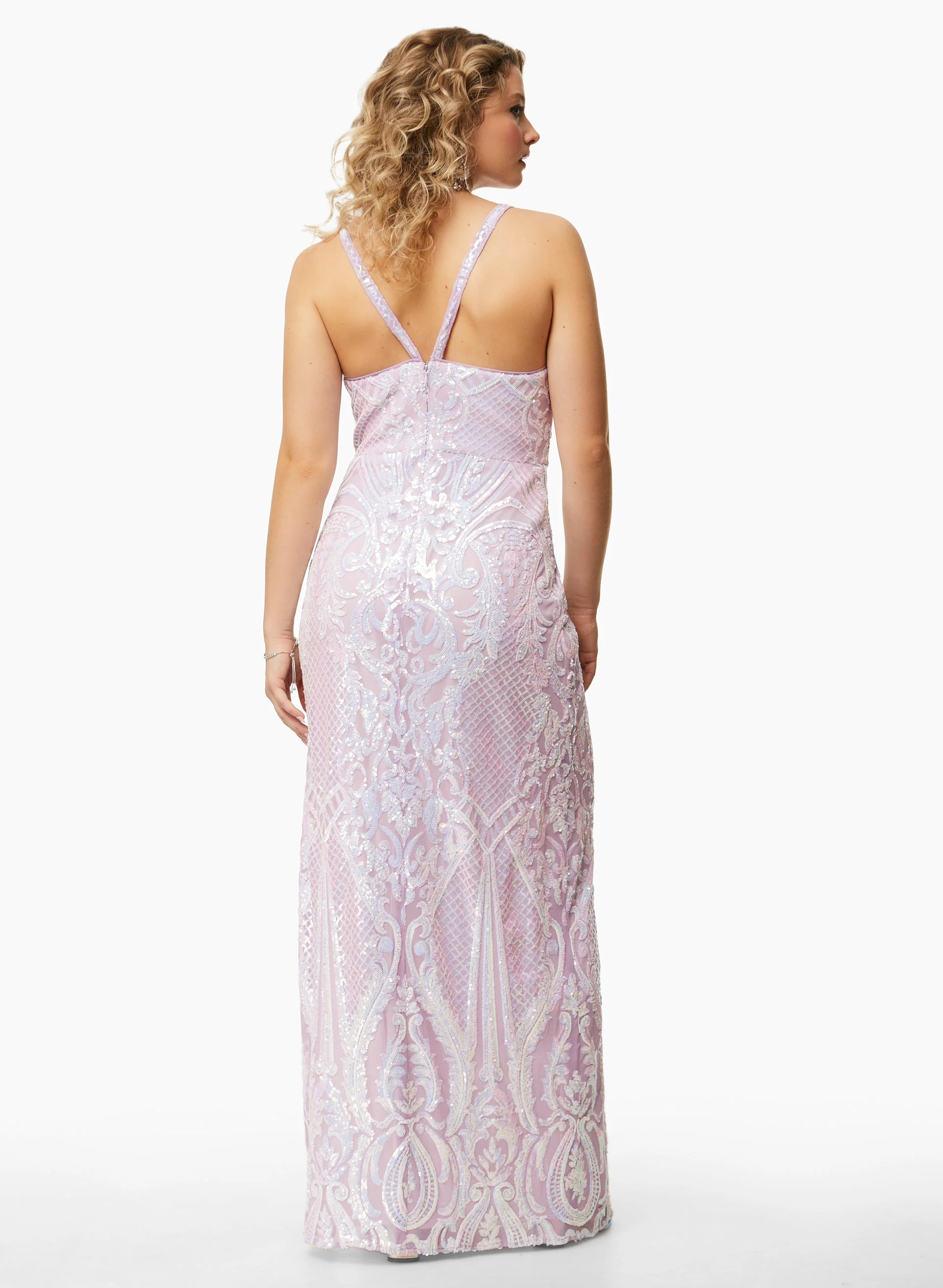 Plunge Neck Sequin Dress - Image 2