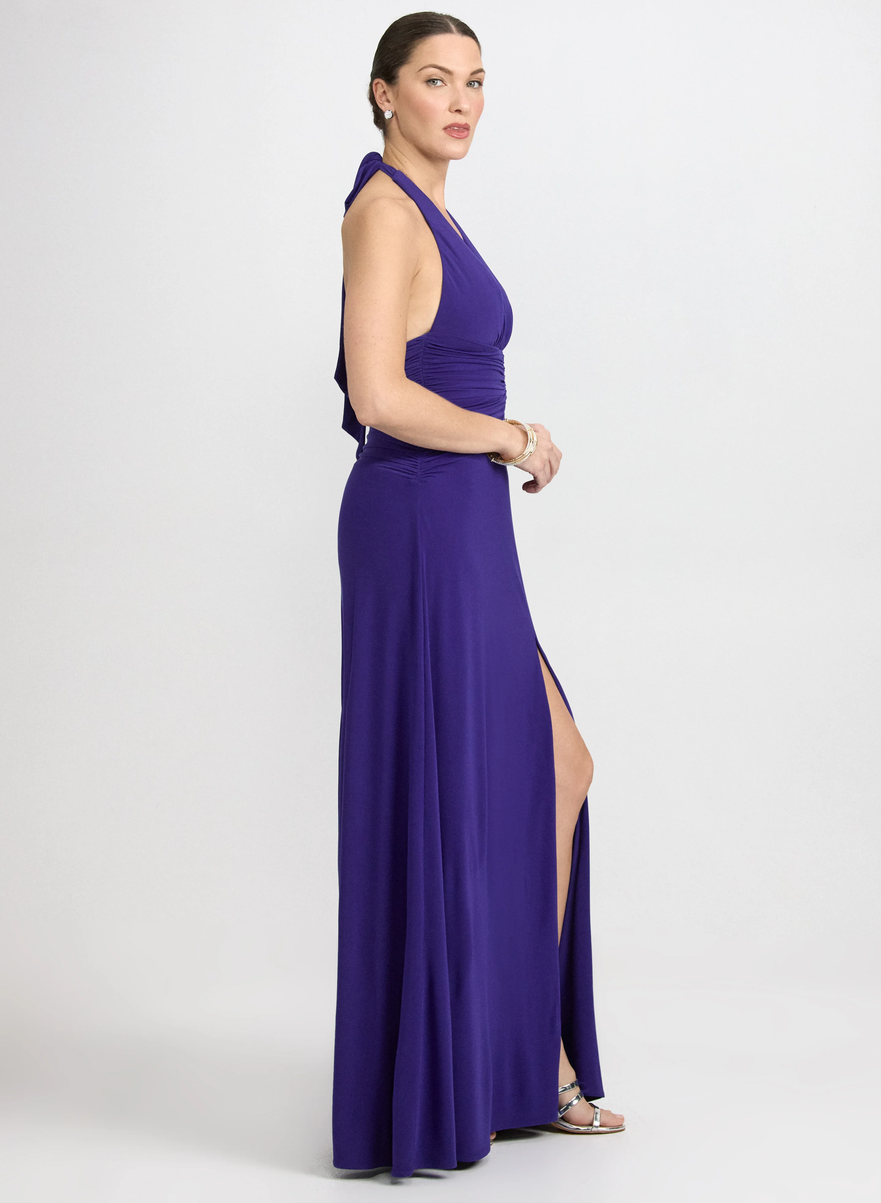 Plunging Halter Neck Dress - Image 2