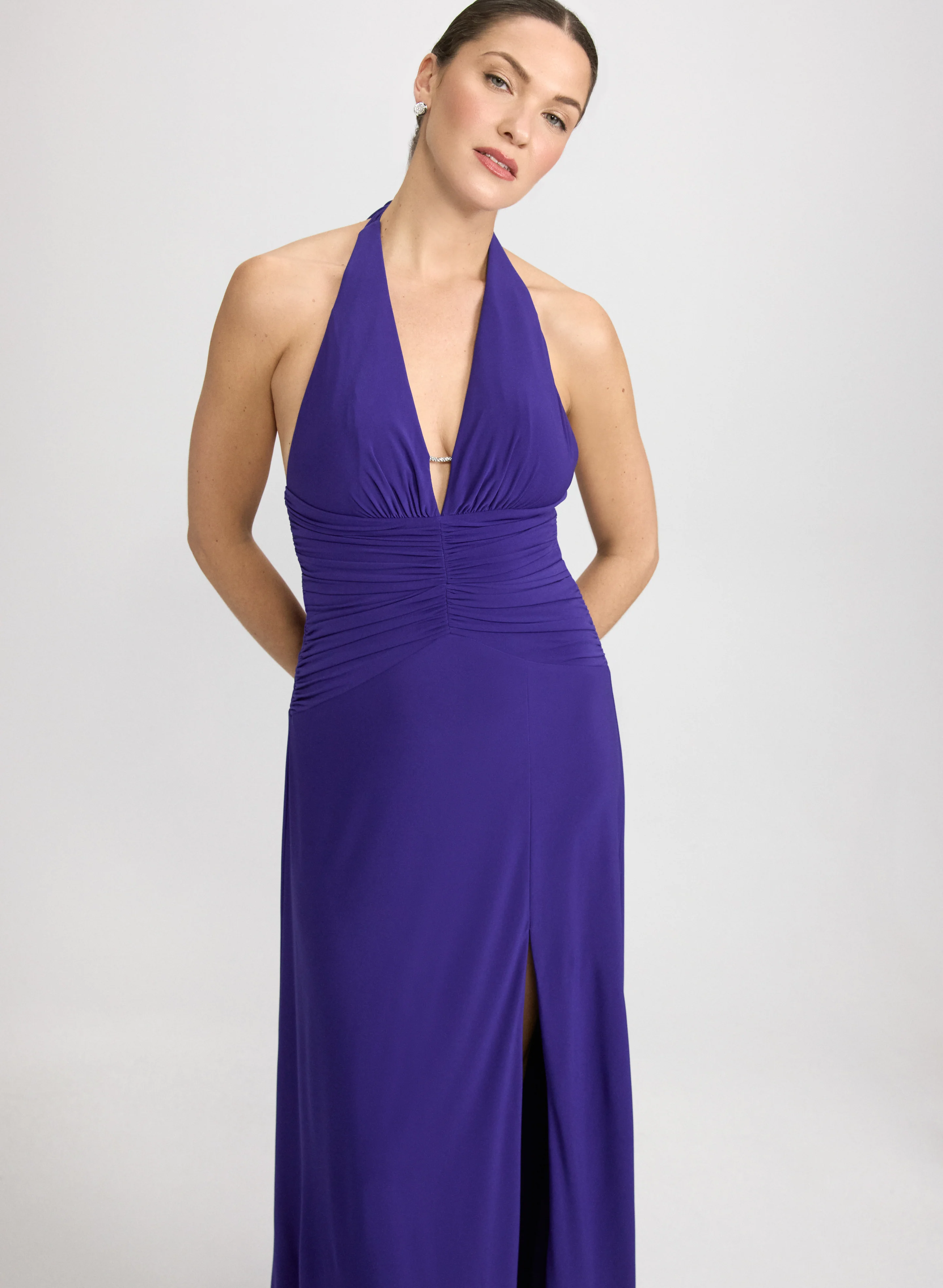 Plunging Halter Neck Dress - Image 5