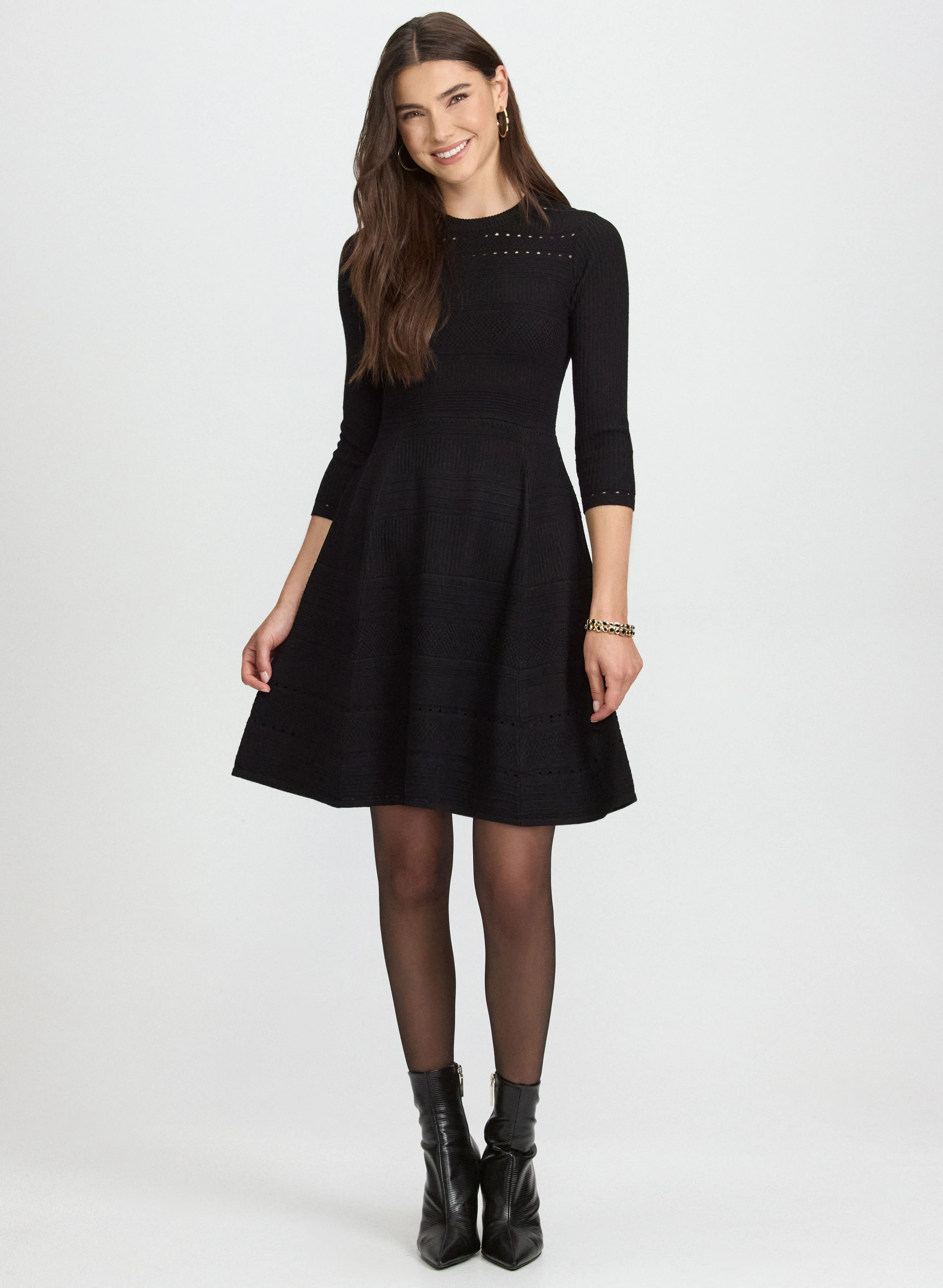 Pointelle Detail Knit Dress - Image 2