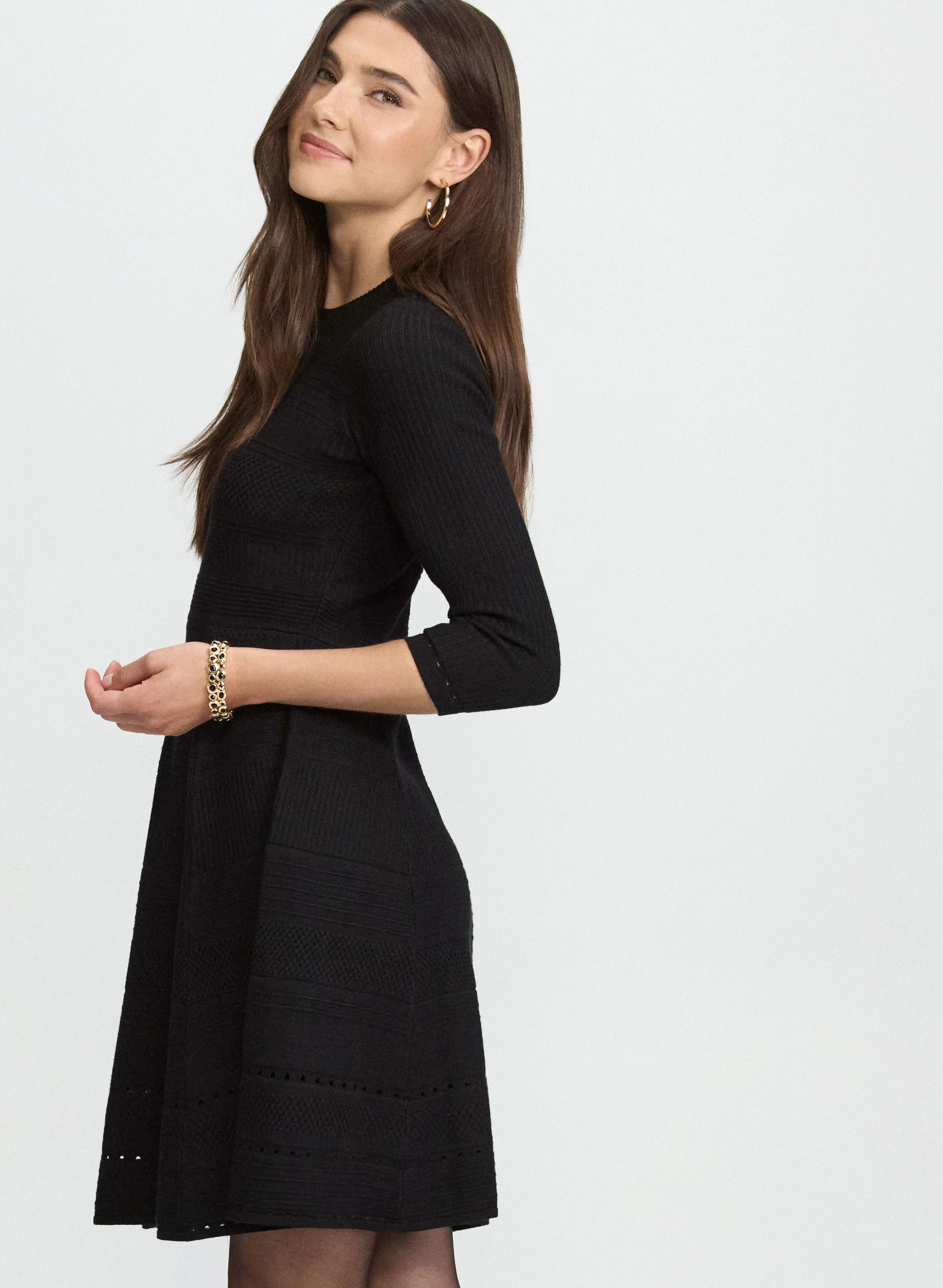 Pointelle Detail Knit Dress - Image 7