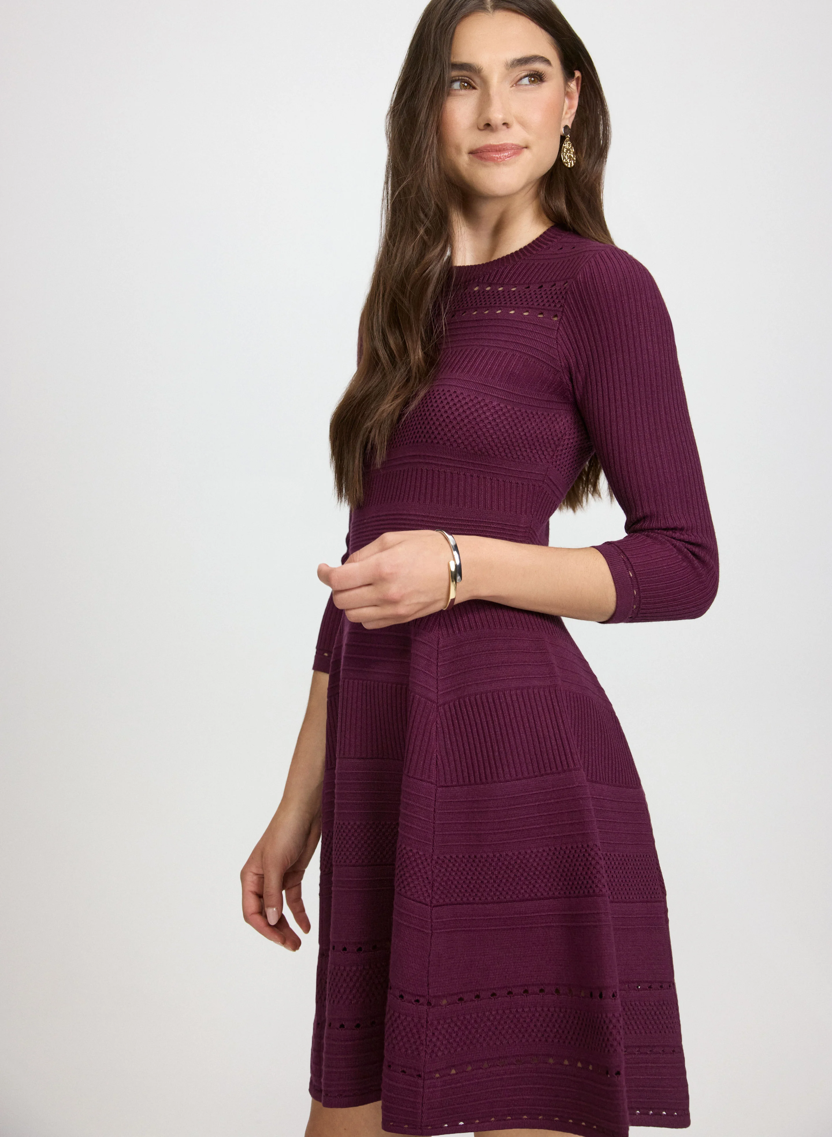 Pointelle Detail Knit Dress - Image 4