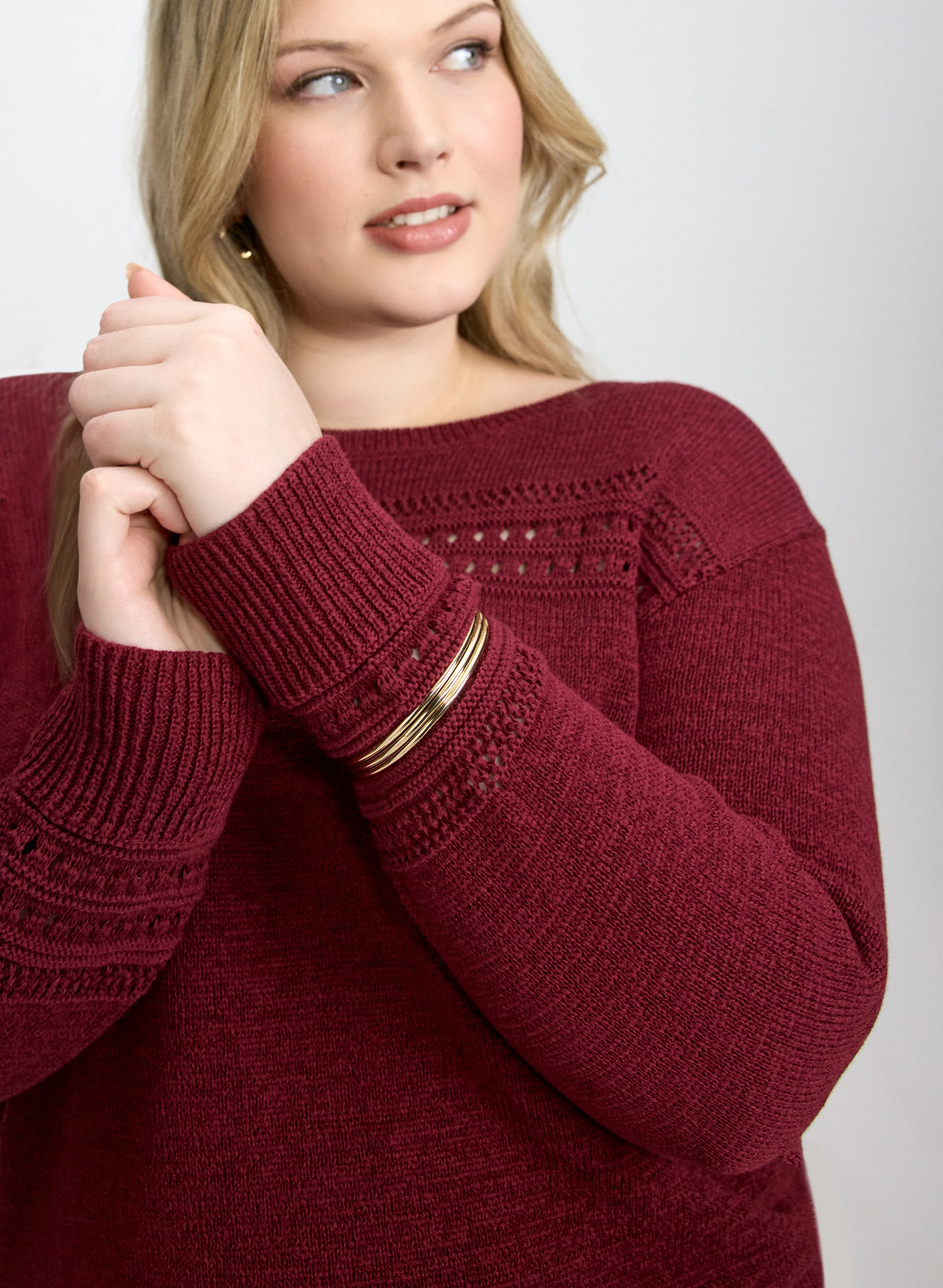 Pointelle Knit Sweater - Image 2