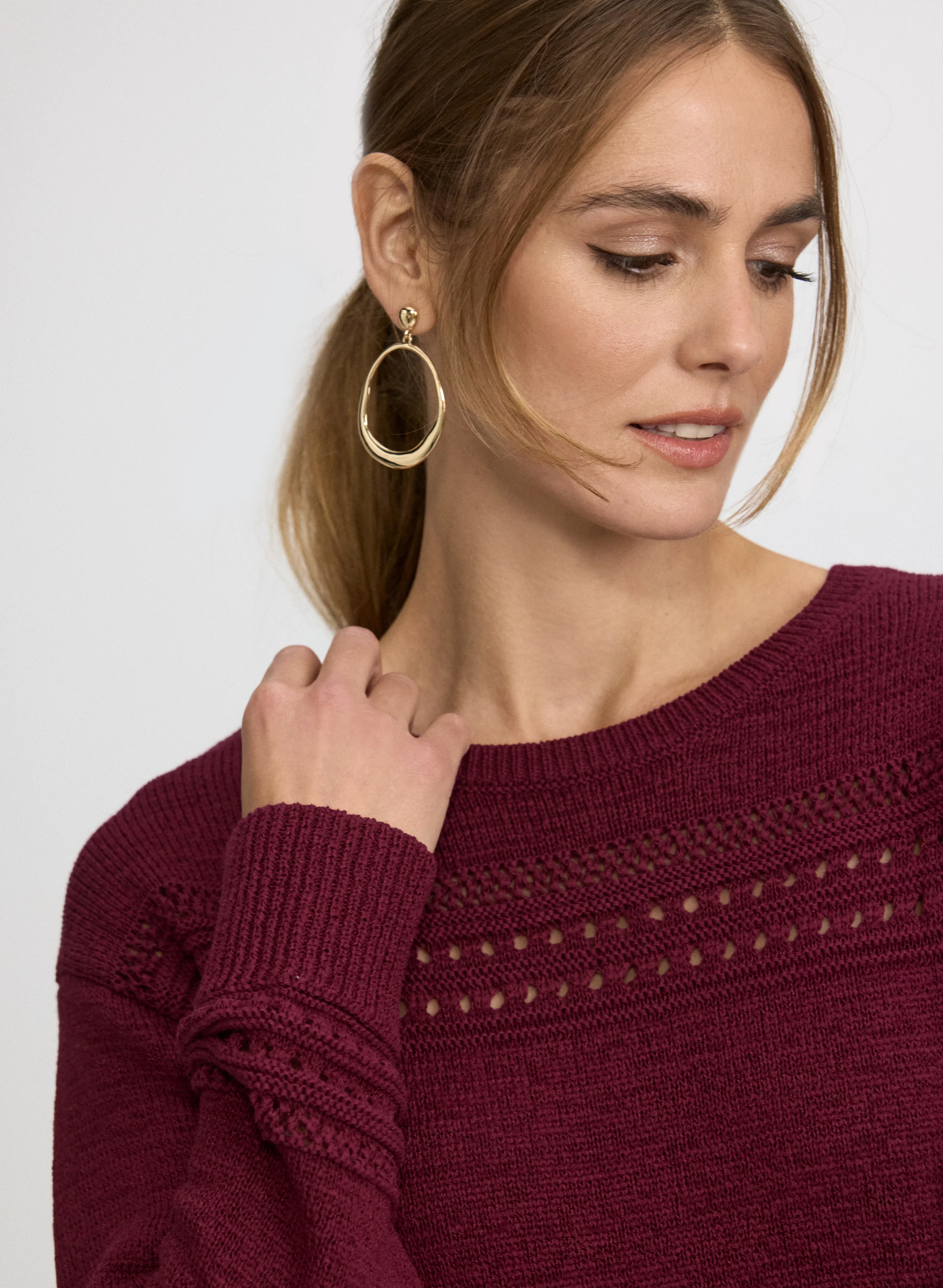 Pointelle Knit Sweater - Image 2