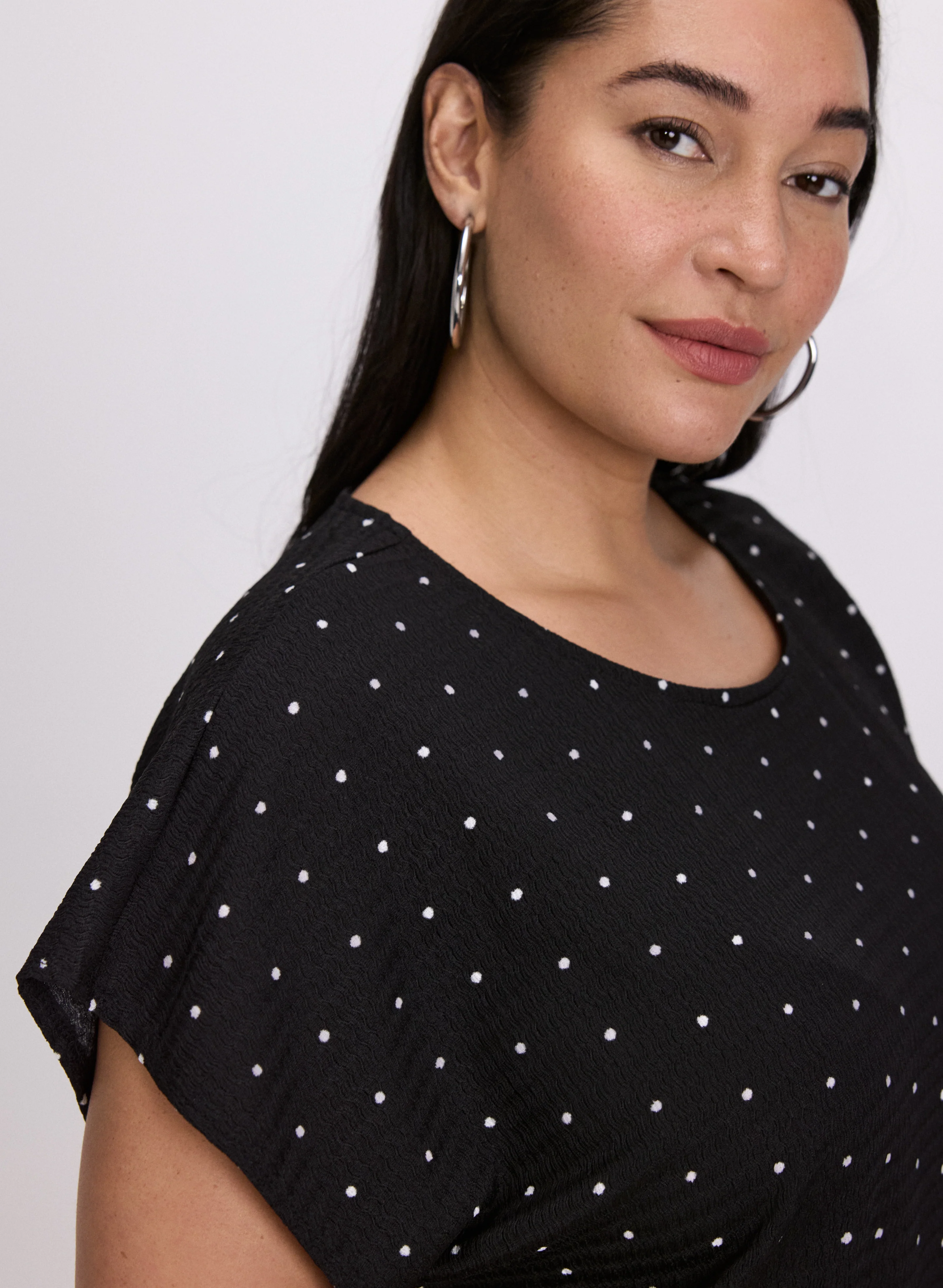 Polka Dot Bubble Knit Top - Image 2