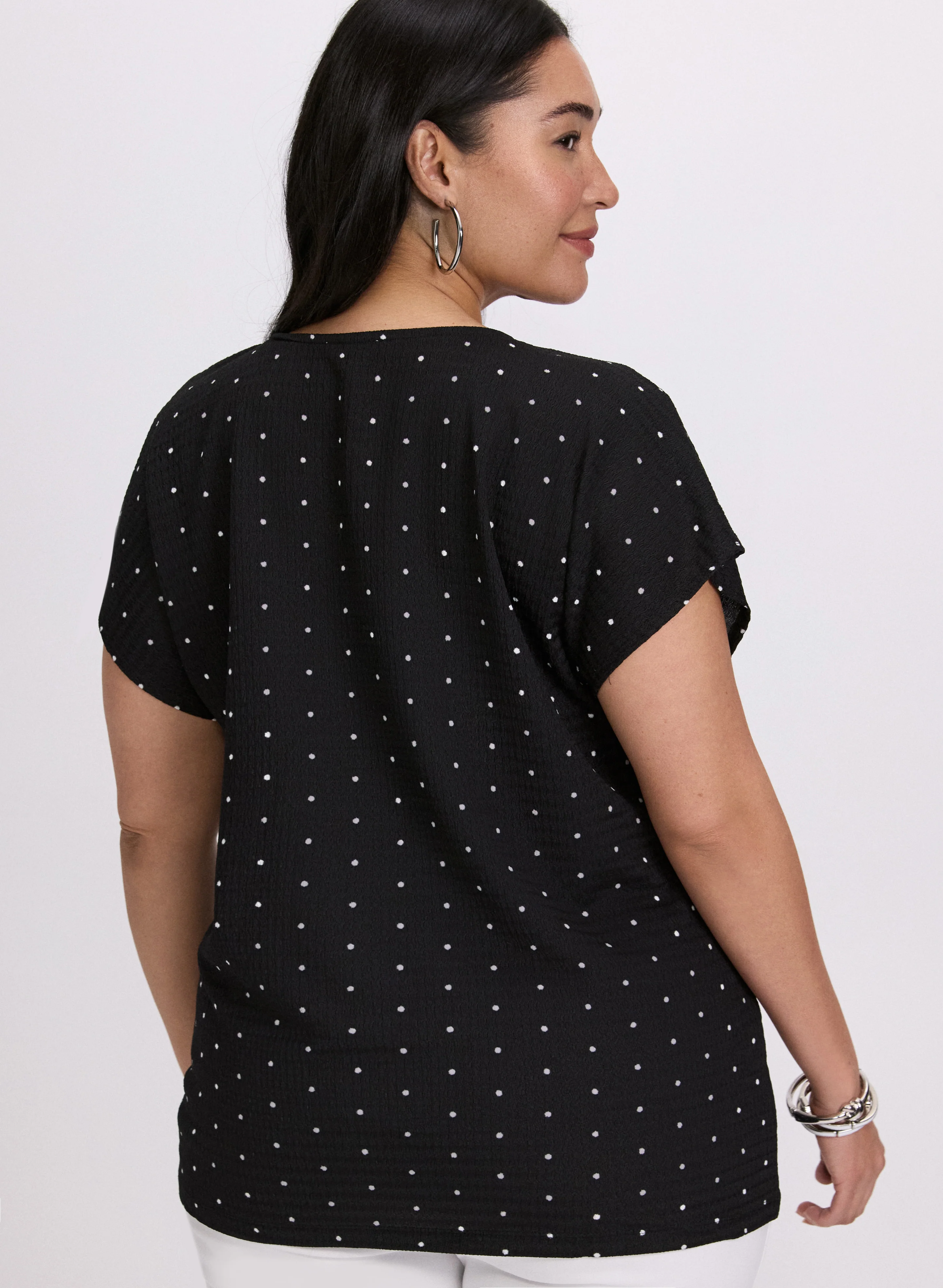 Polka Dot Bubble Knit Top - Image 4