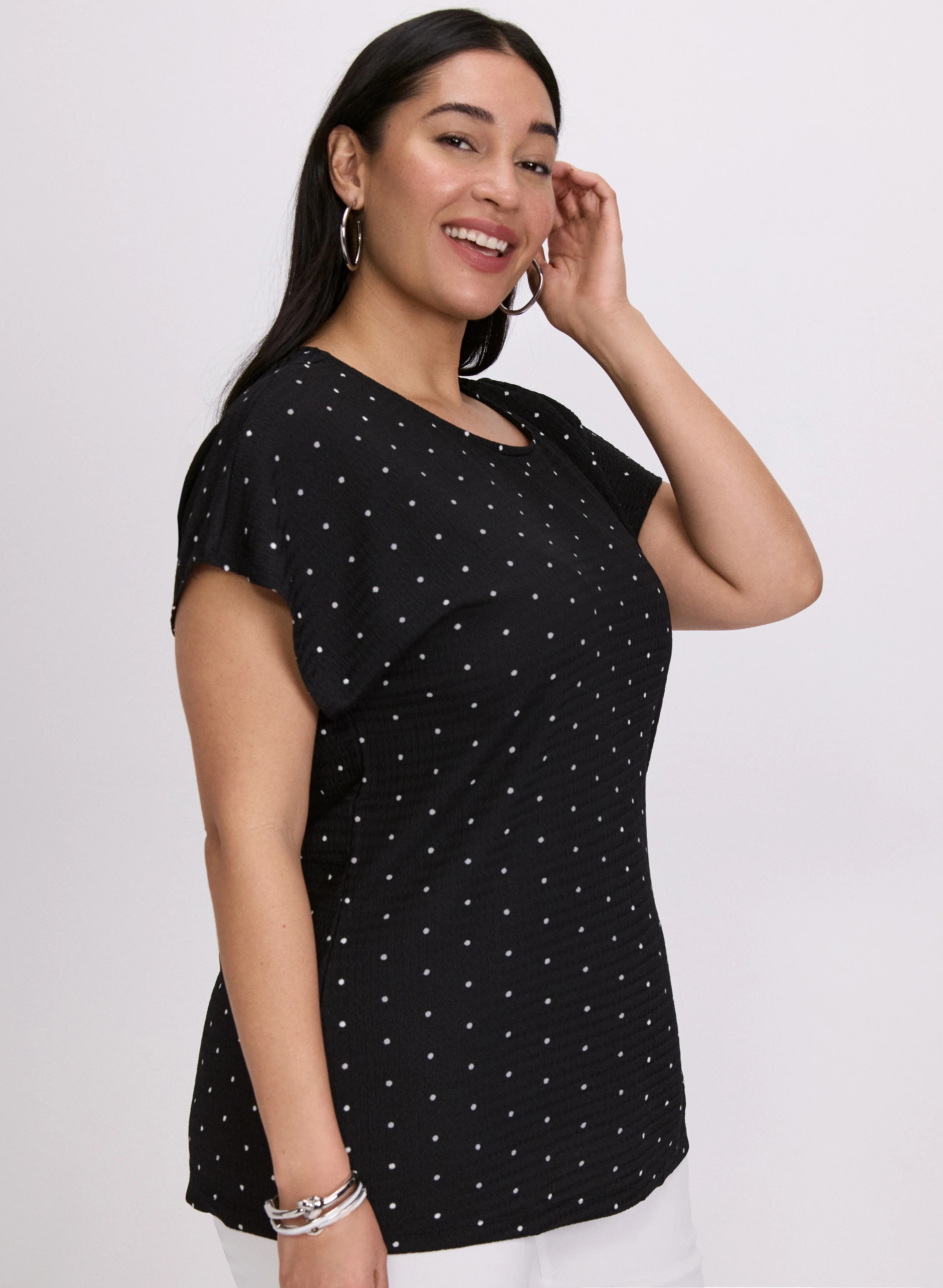 Polka Dot Bubble Knit Top - Image 5