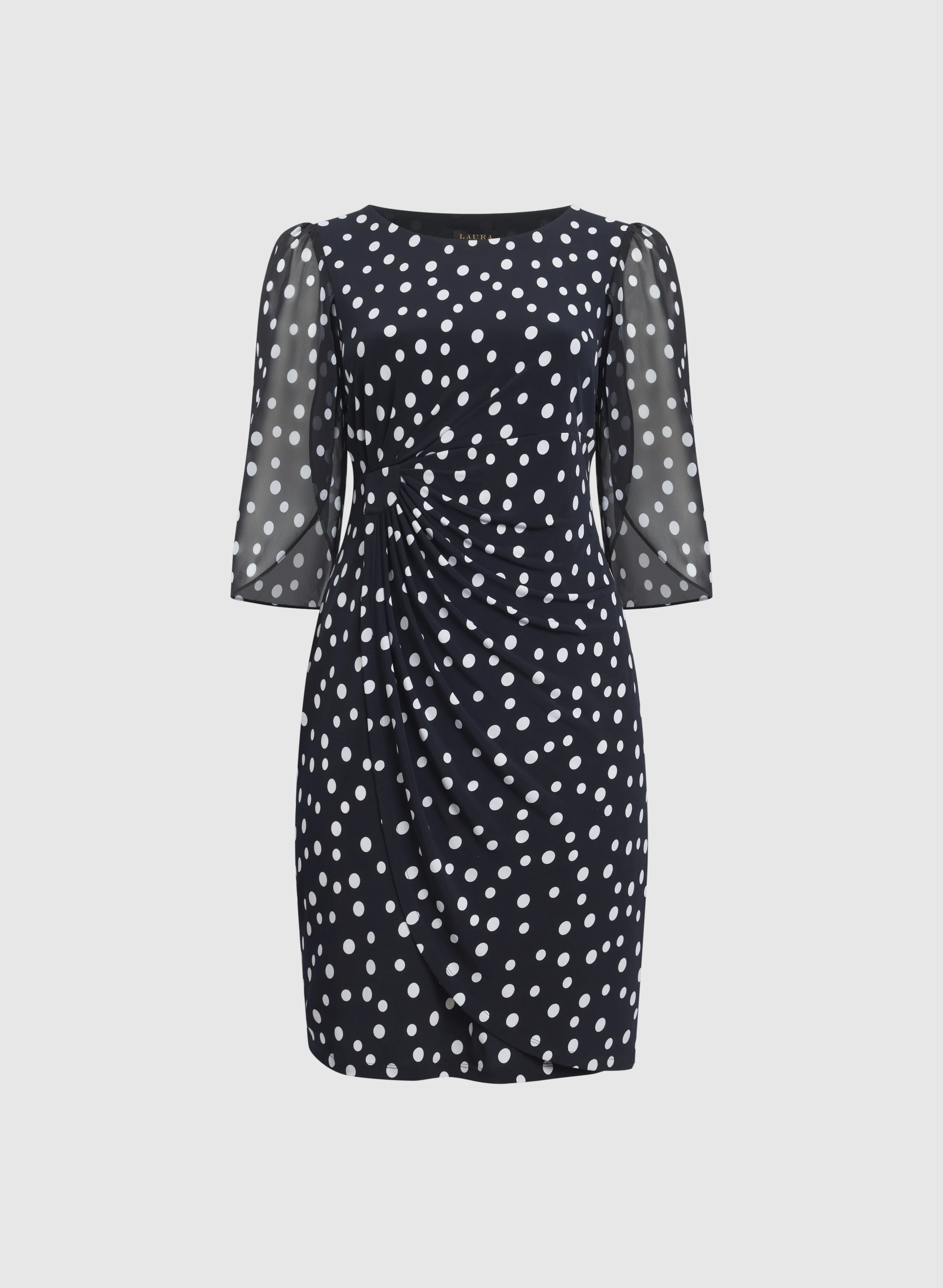 Polka Dot Cape Sleeve Dress - Image 5