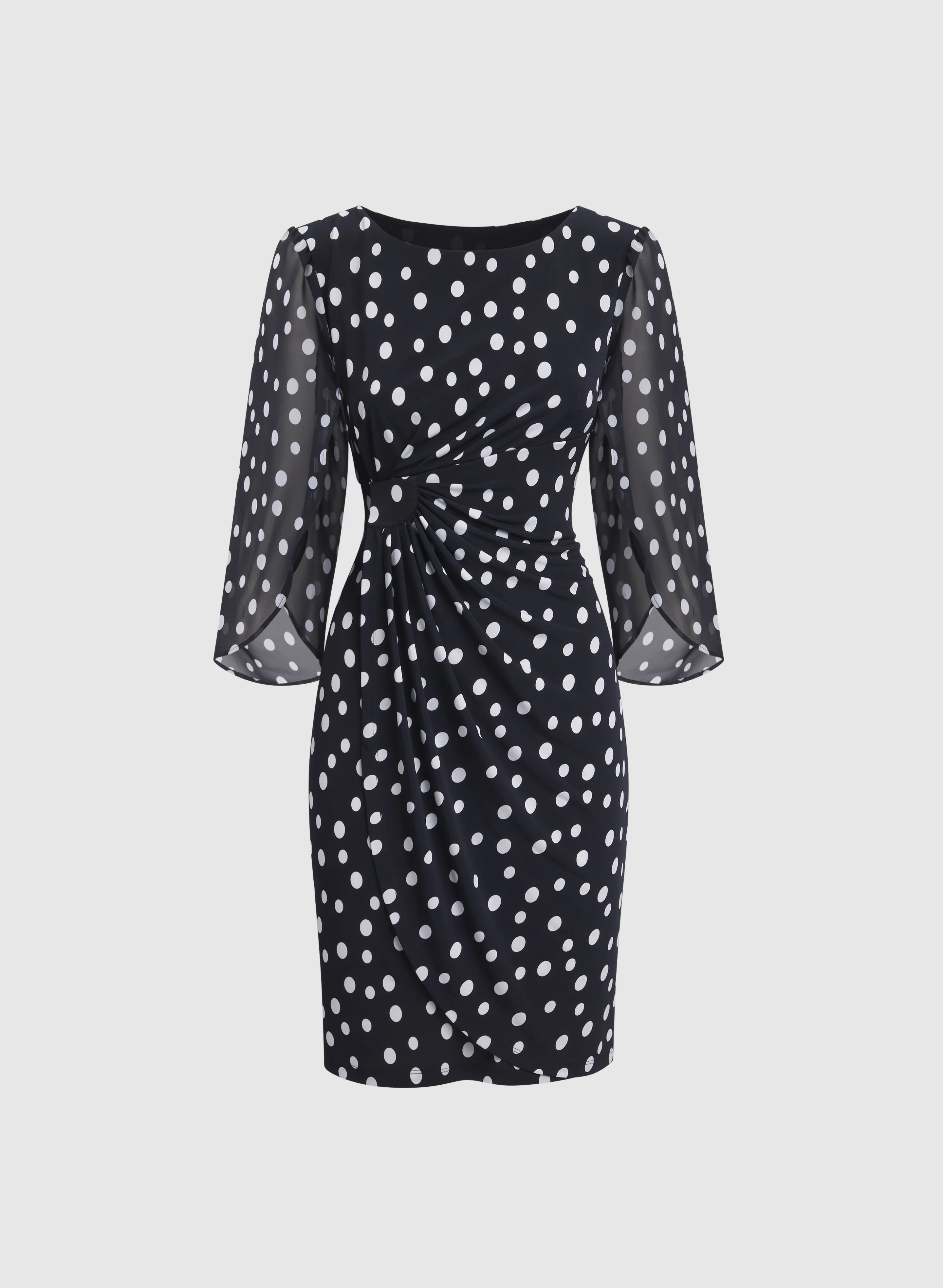 Polka Dot Cape Sleeve Dress - Image 6