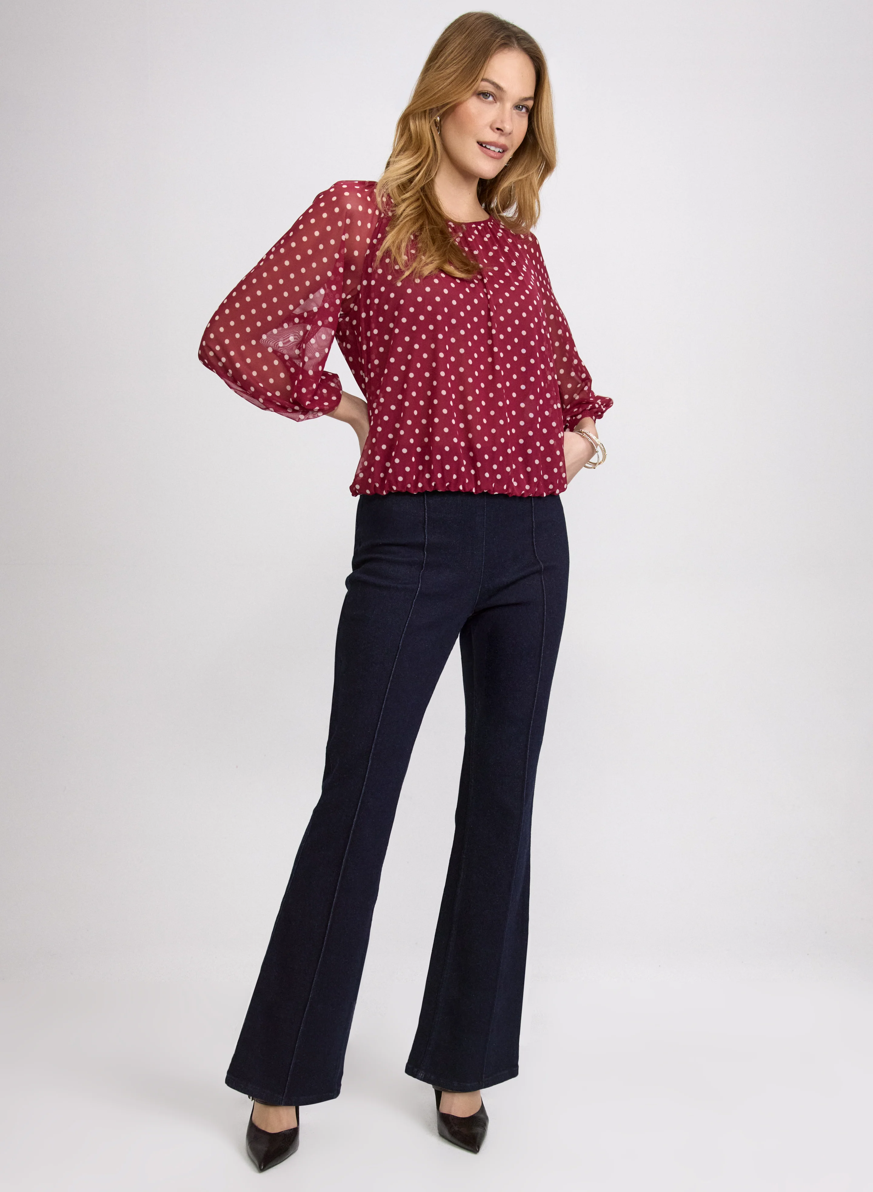 Polka Dot Mesh Top - Image 3