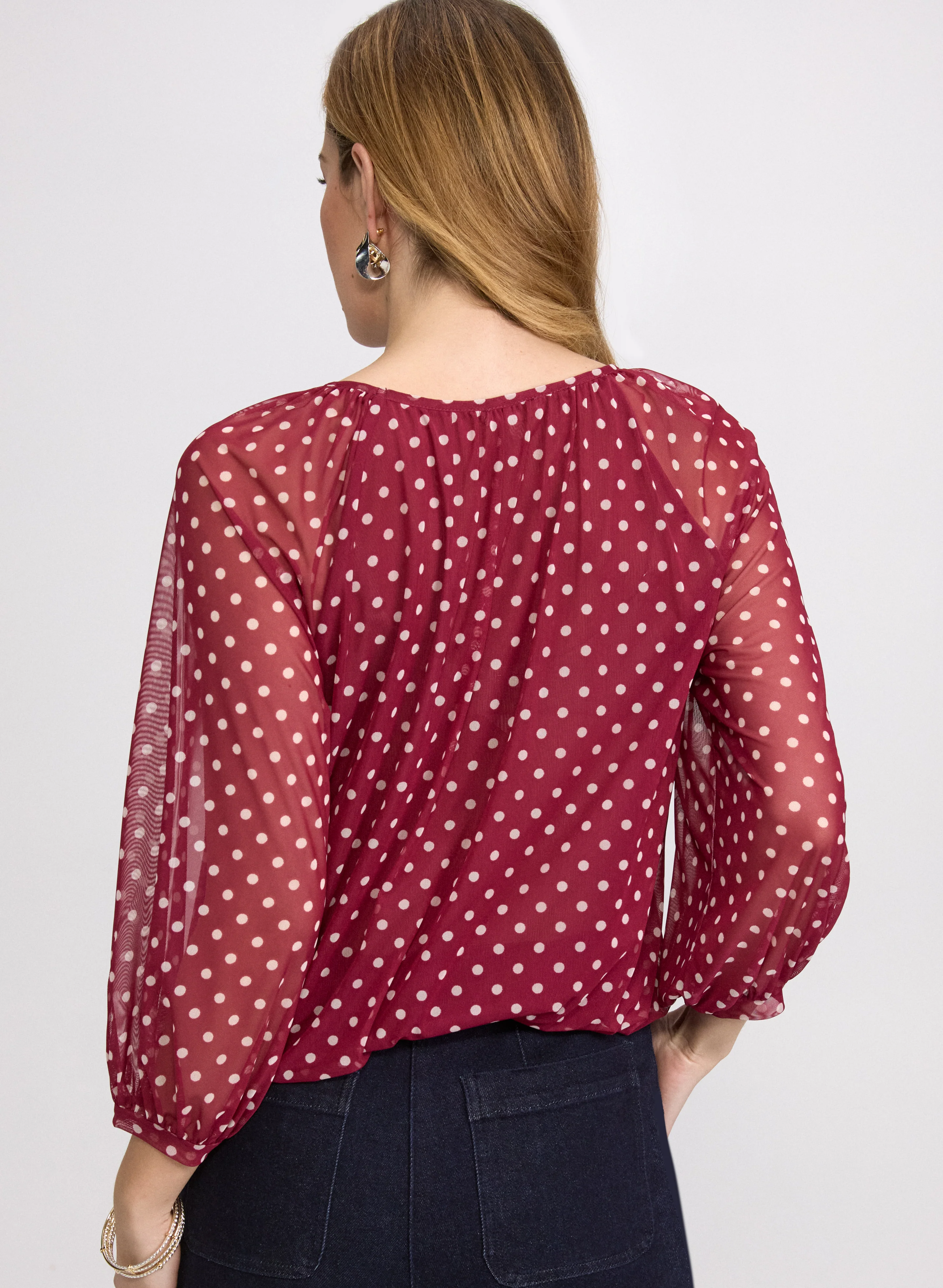 Polka Dot Mesh Top - Image 4