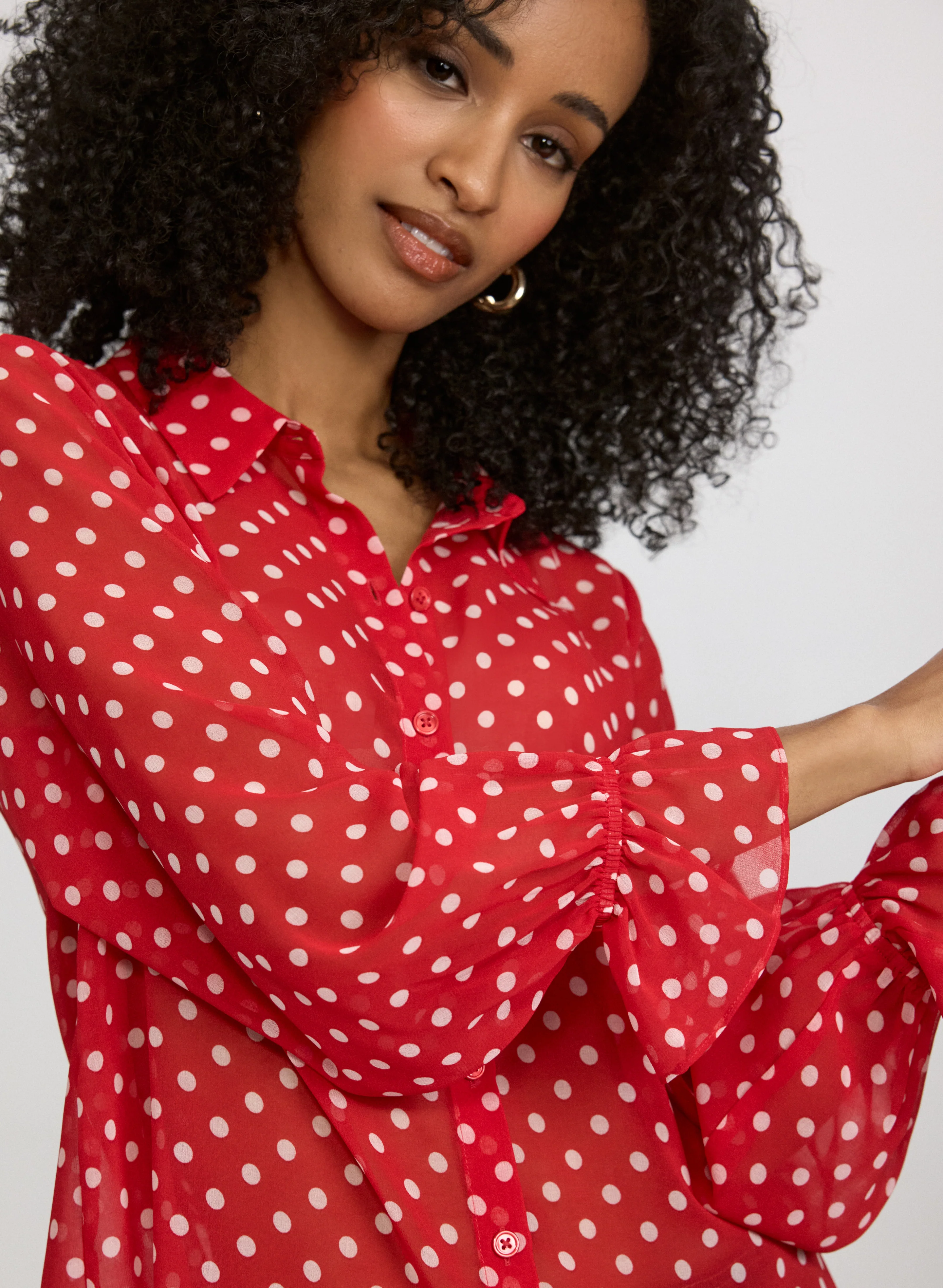 Polka Dot Print Blouse - Image 3