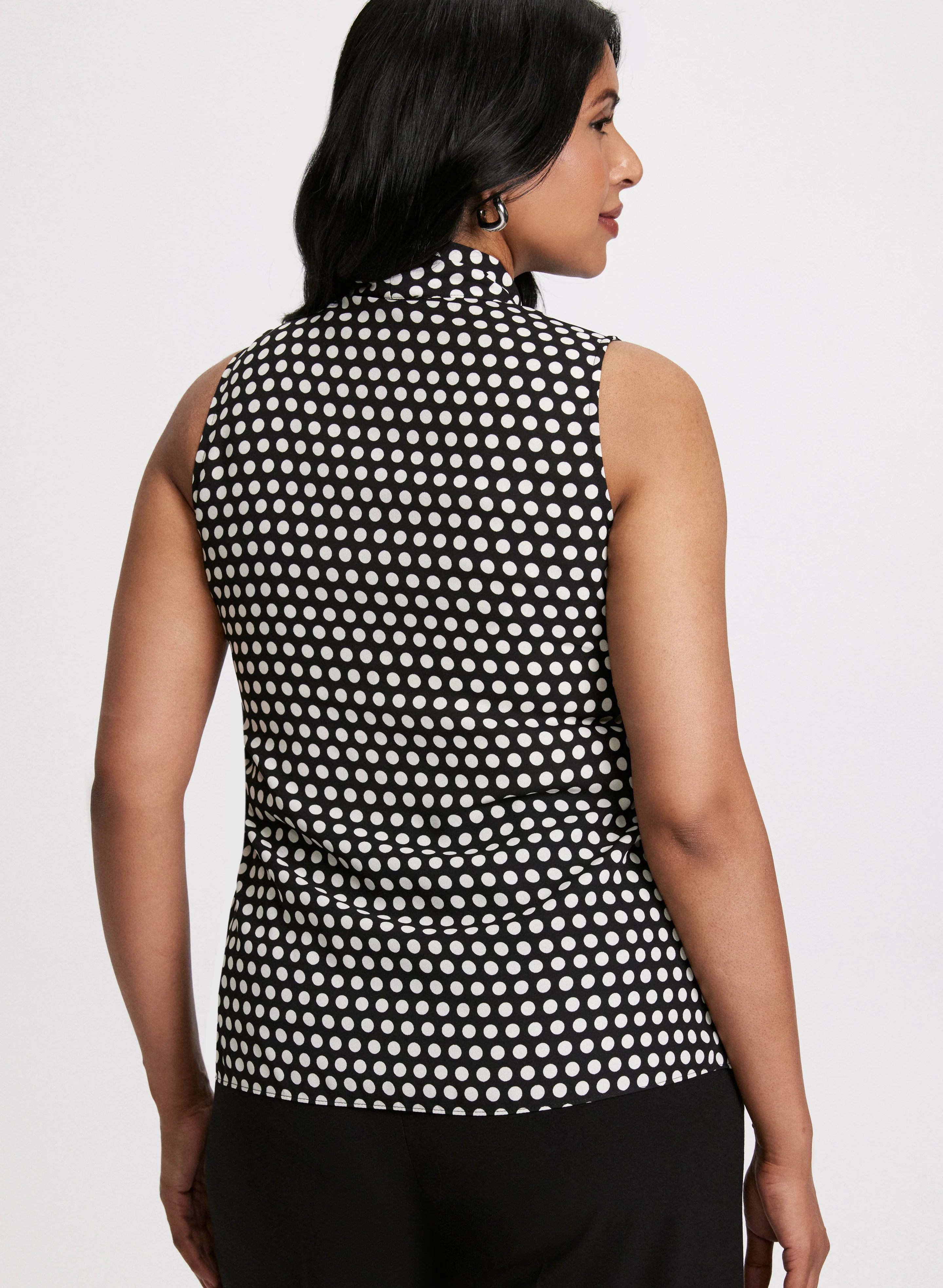 Polka Dot Print Sleeveless Blouse - Image 4