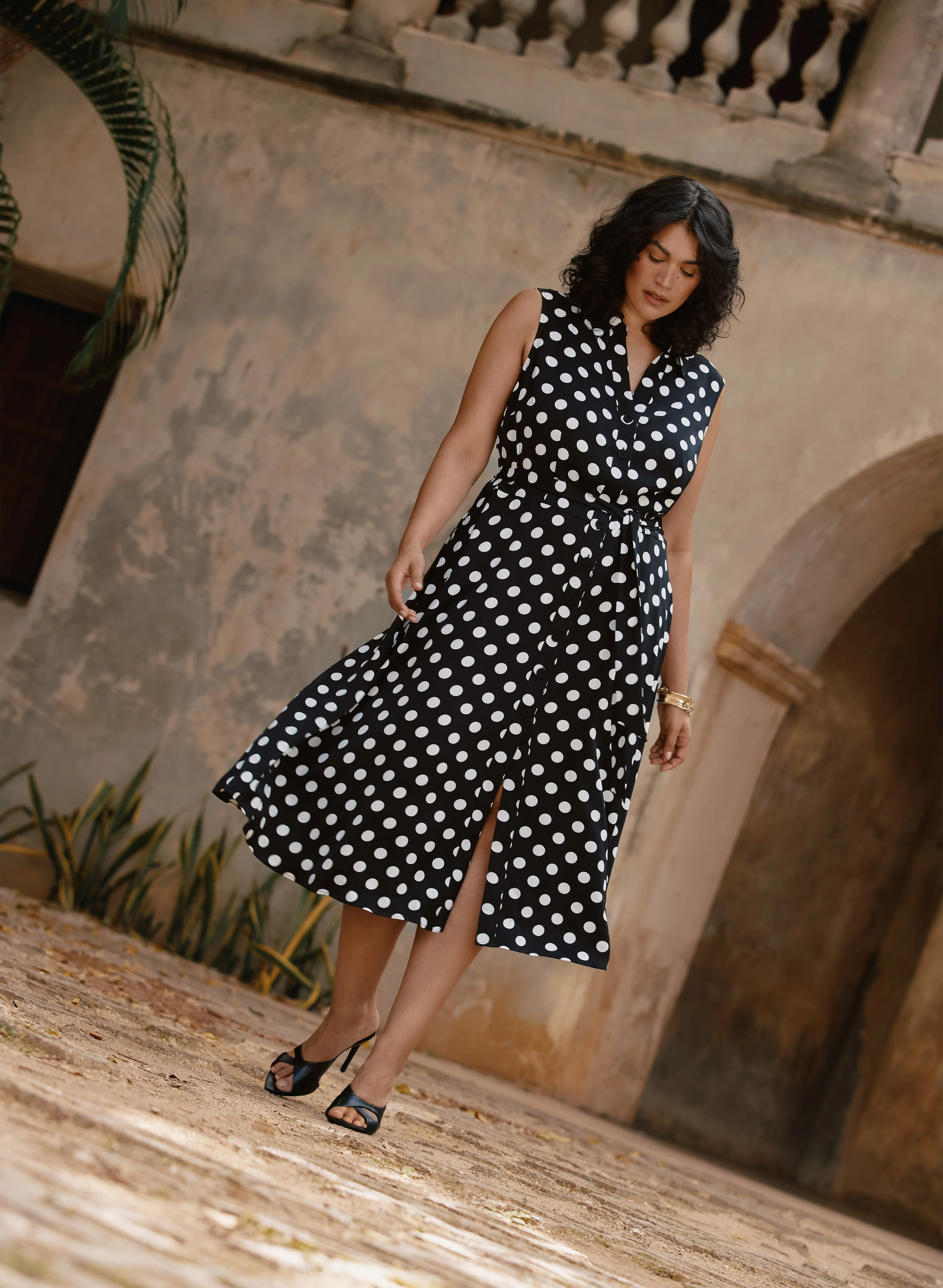 Polka Dot Shirt Dress - Image 2