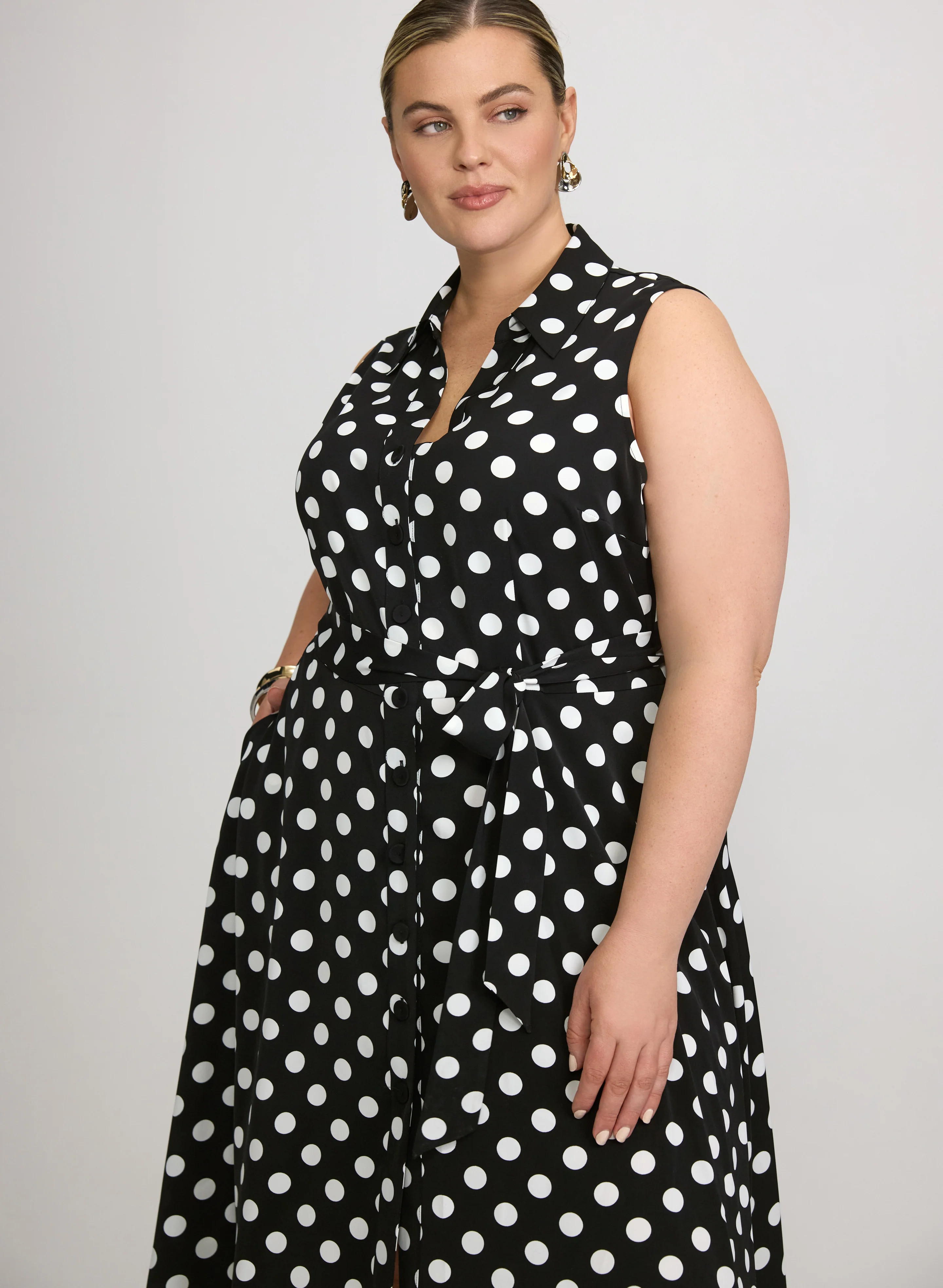 Polka Dot Shirt Dress - Image 8