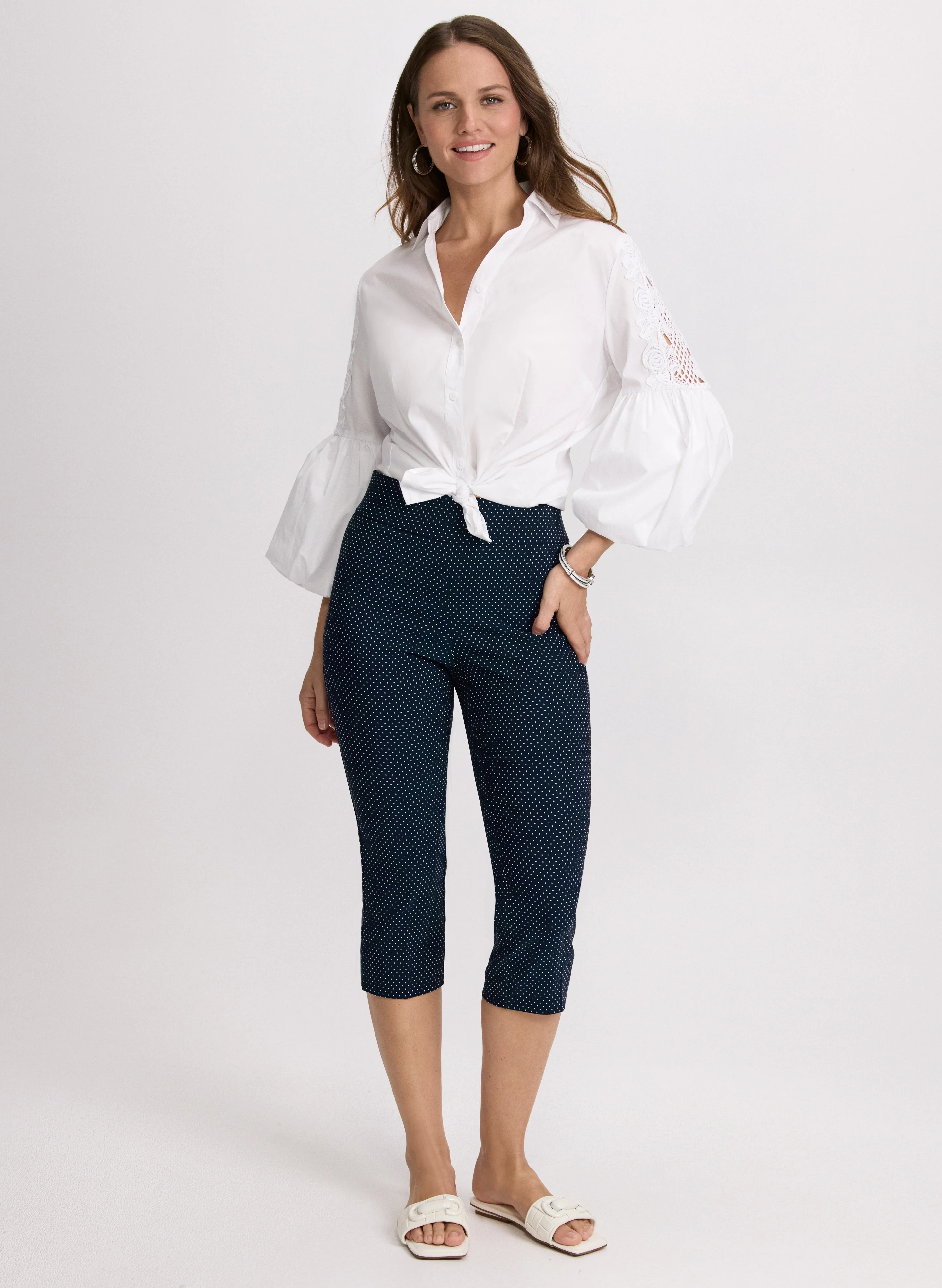 Polka Dot Slim-Leg Capris - Image 3