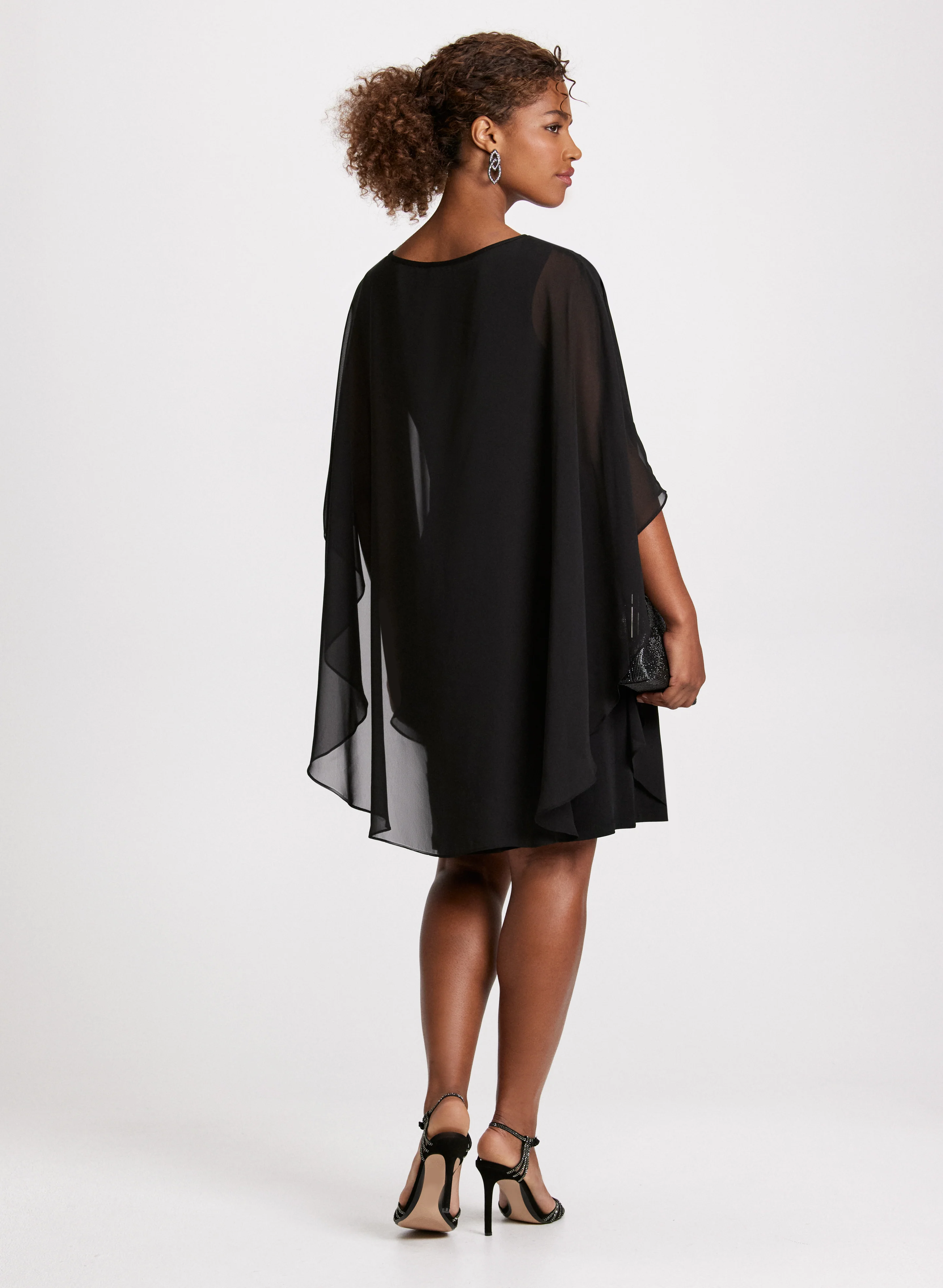 Poncho Effect Chiffon Dress - Image 3