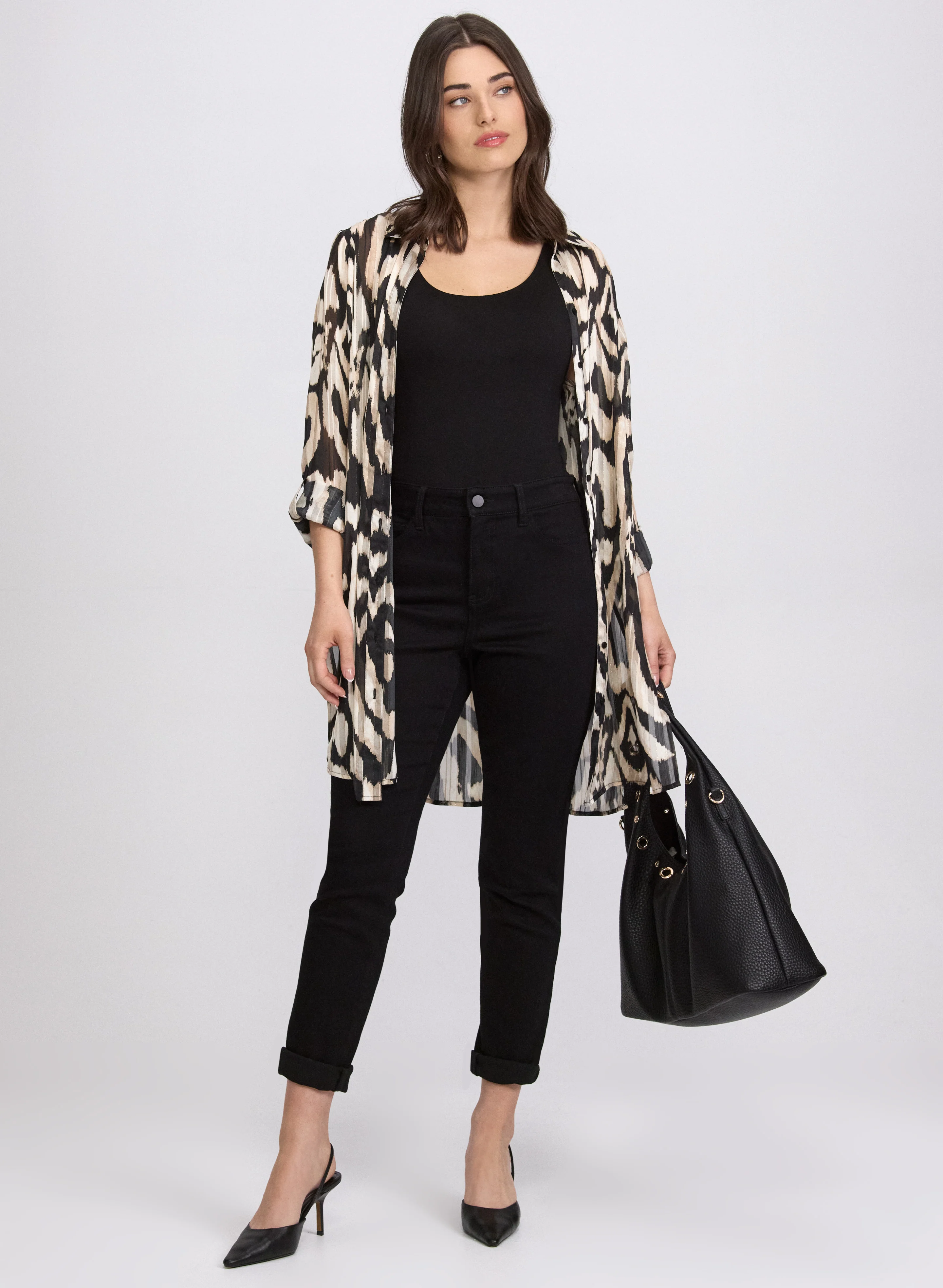 Printed Button-Down Tunic - Image 3
