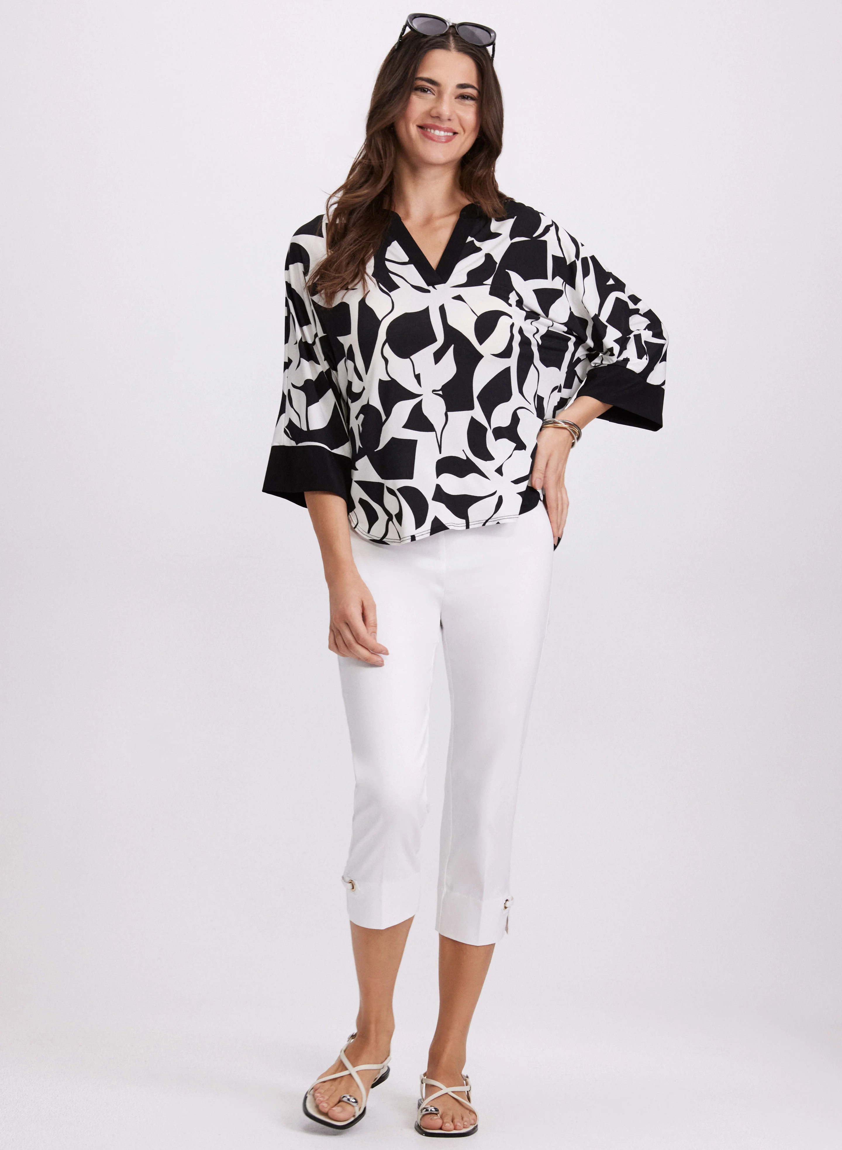 Printed Elbow Sleeve Top - Image 3