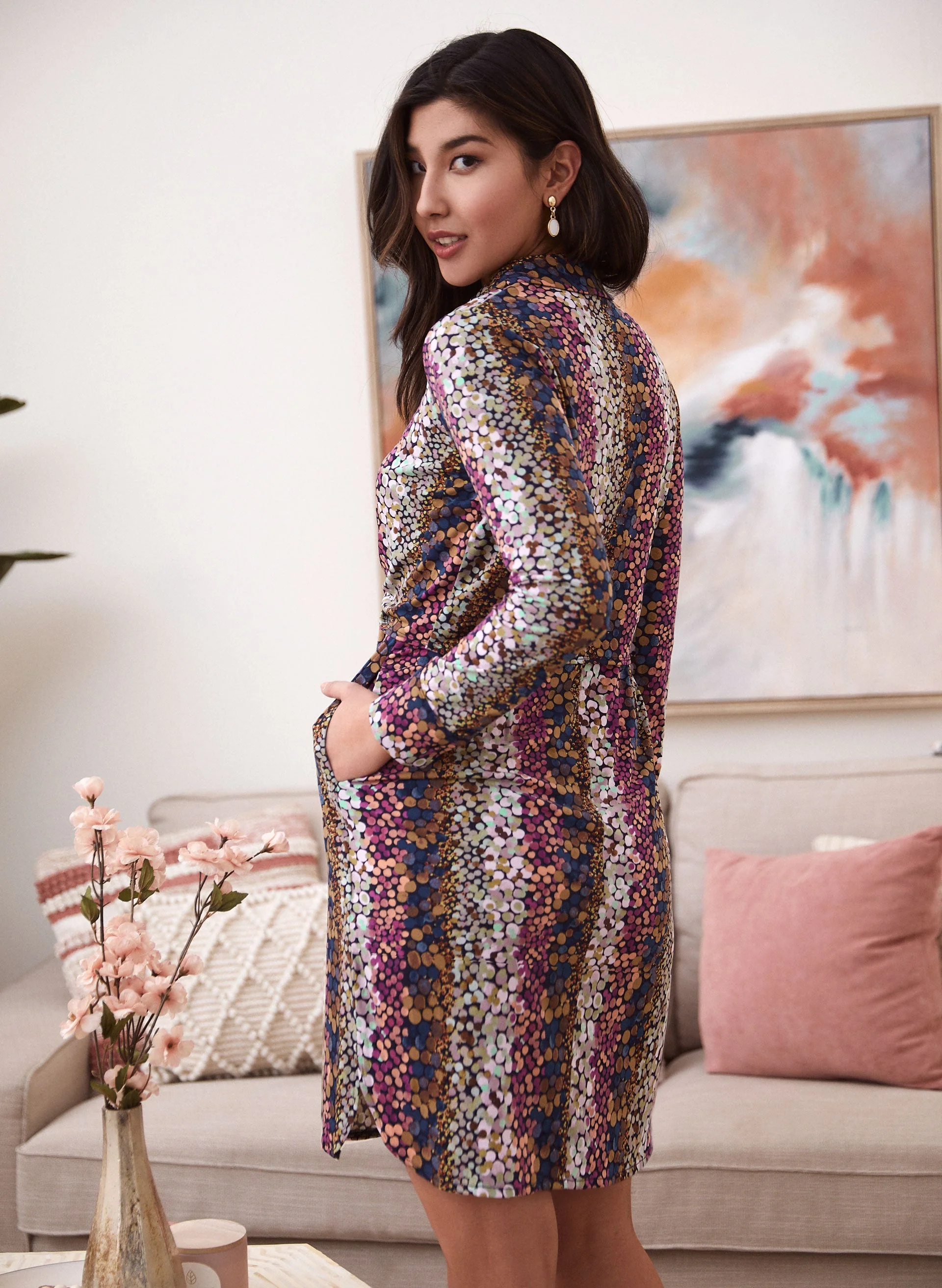 Printed Long Sleeve Jersey Dress - Image 3