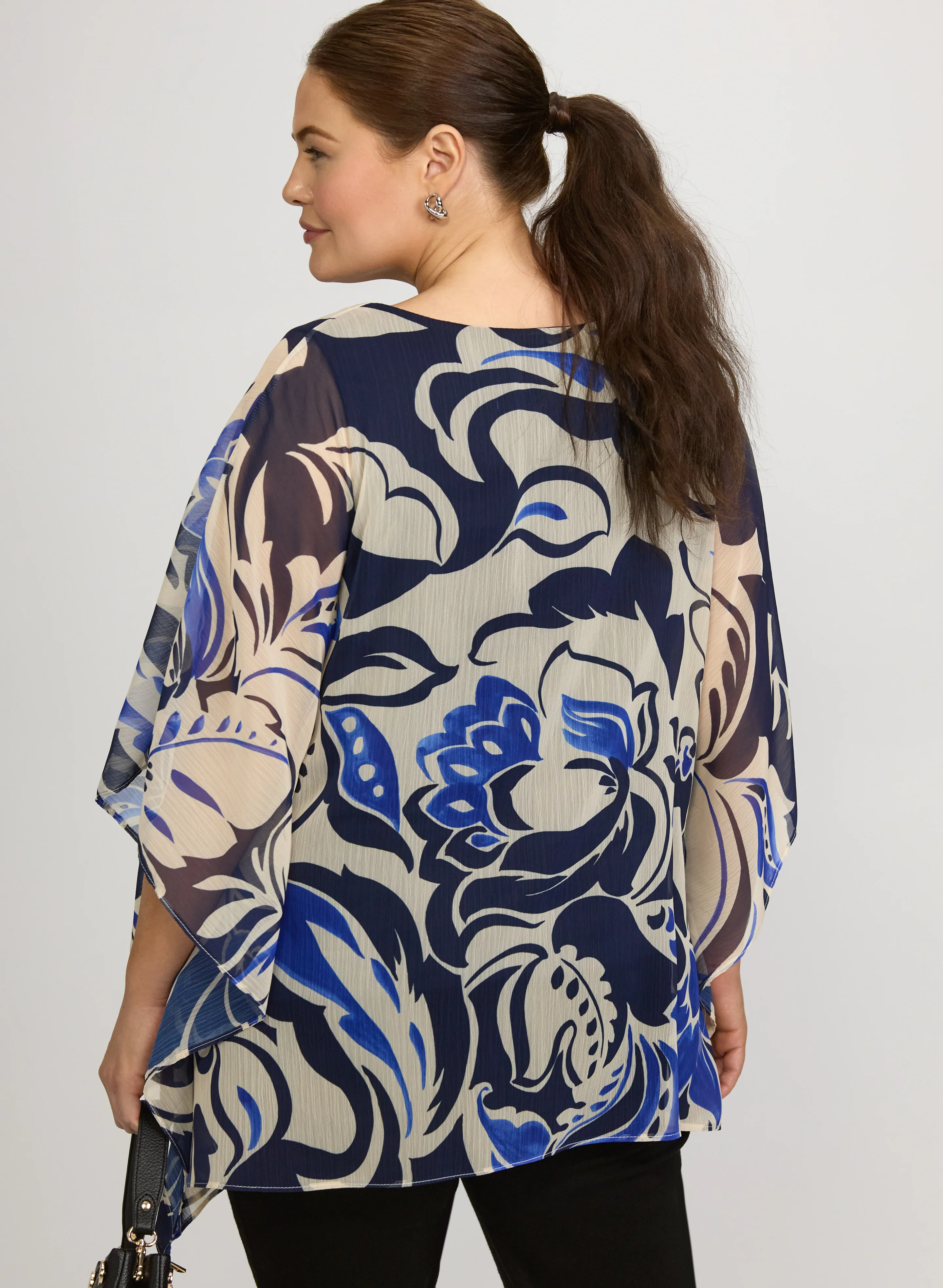 Printed Poncho-Style Blouse - Image 5