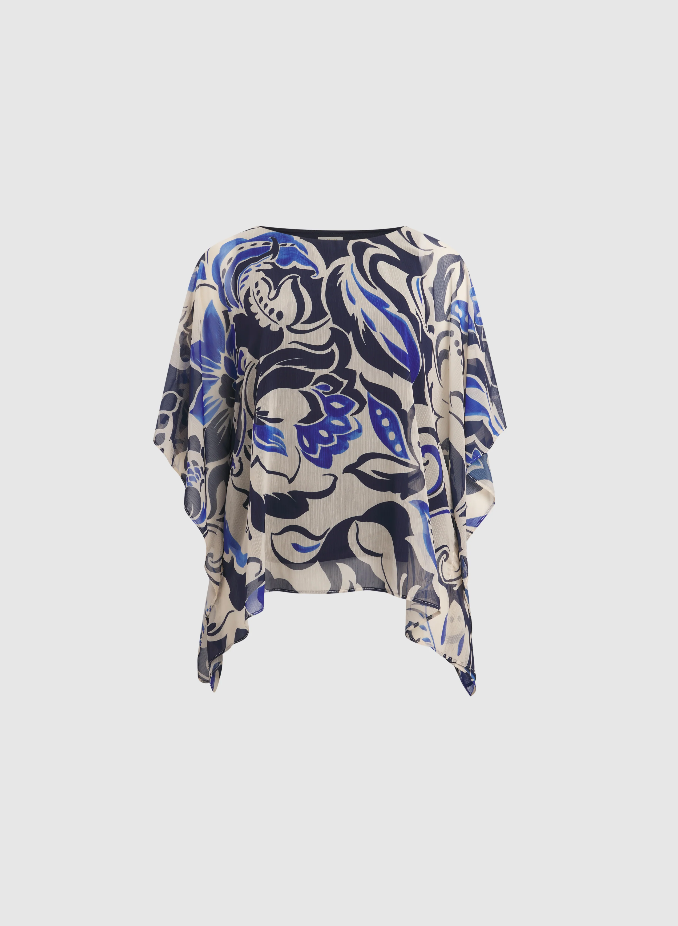 Printed Poncho-Style Blouse - Image 6